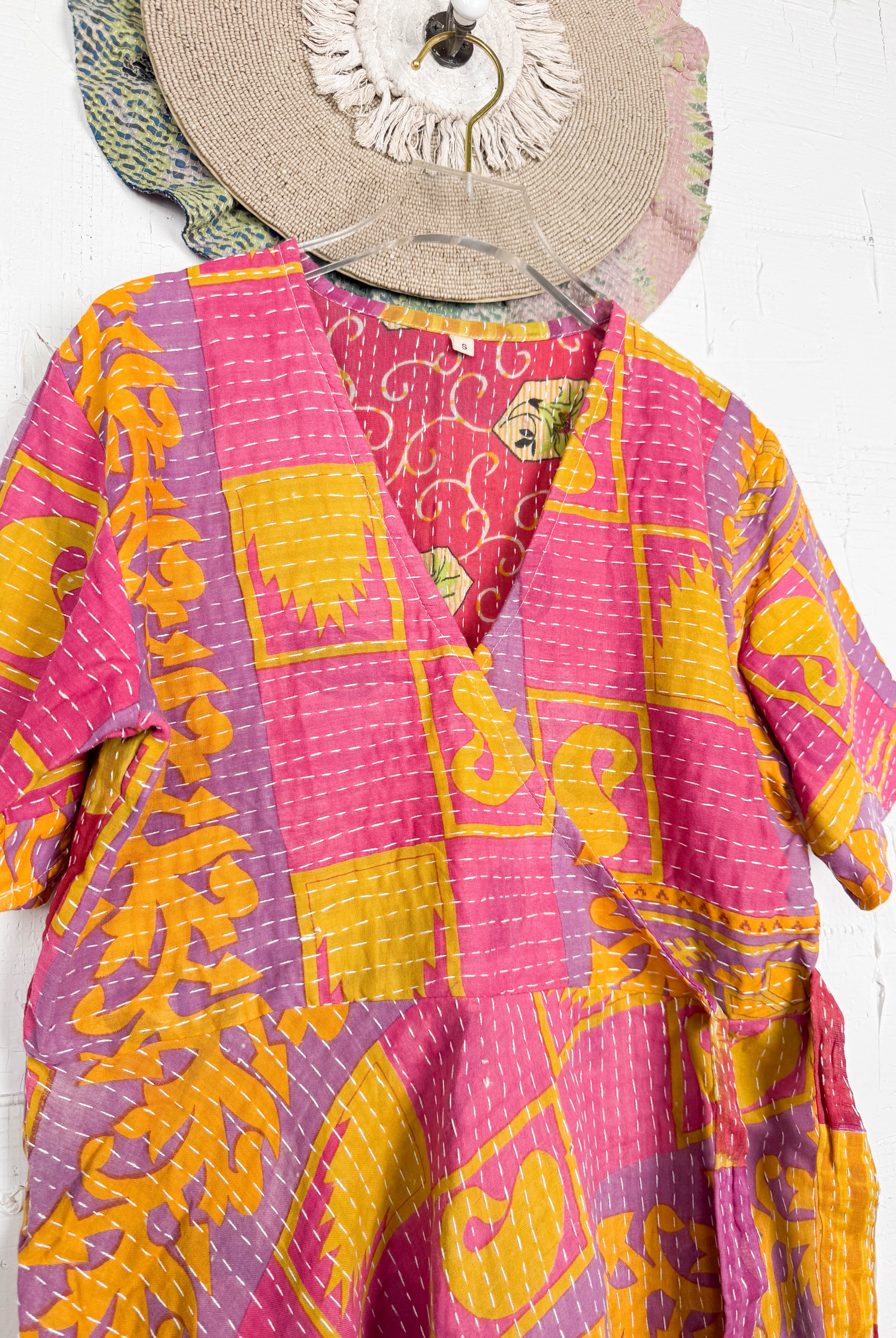 Abstract print Kantha dress - Love Protect Sustain