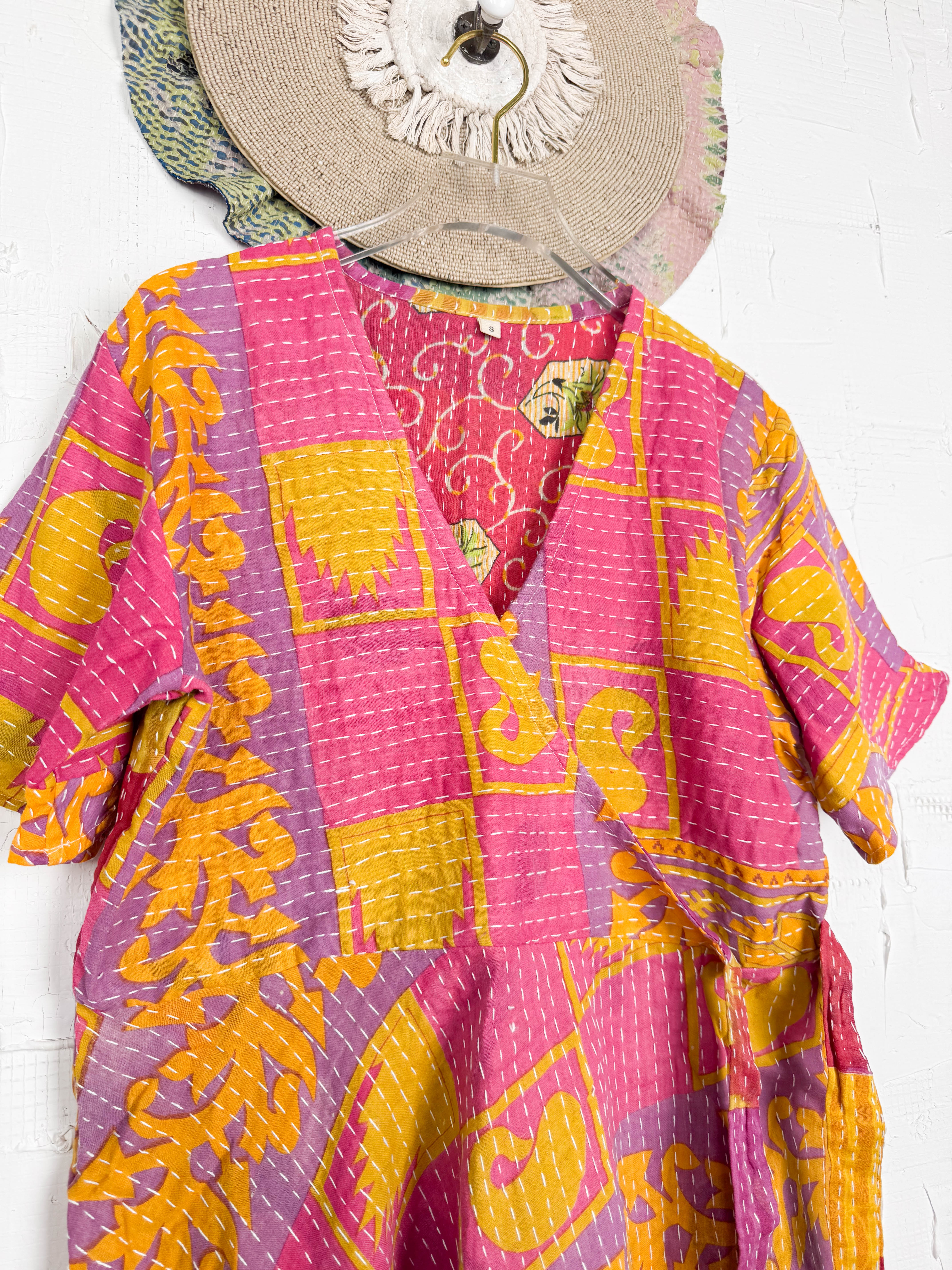 Abstract print Kantha dress - Love Protect Sustain