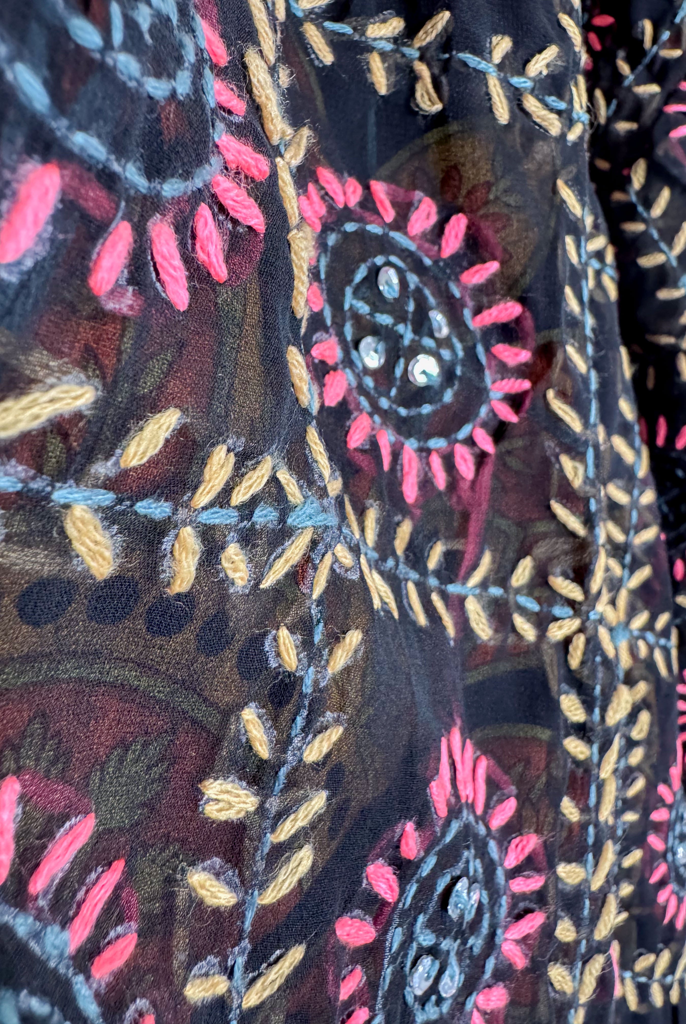 Black Embroidery Robe - Love Protect Sustain