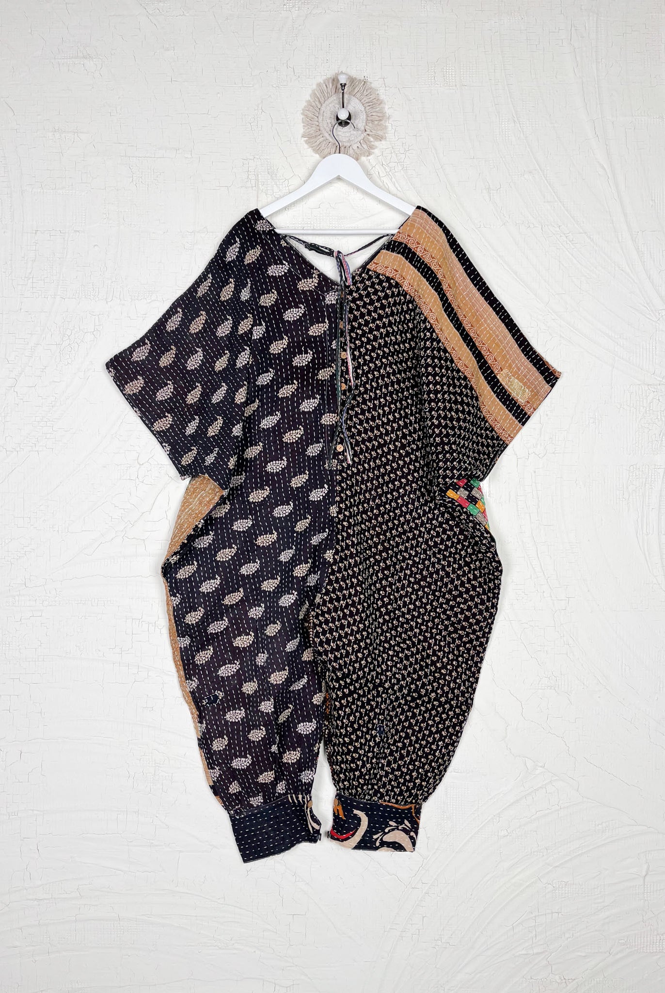 Black Kantha Romper - Love Protect Sustain