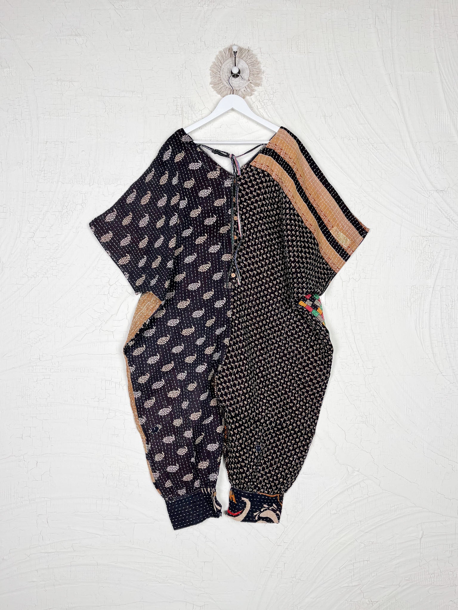 Black Kantha Romper - Love Protect Sustain