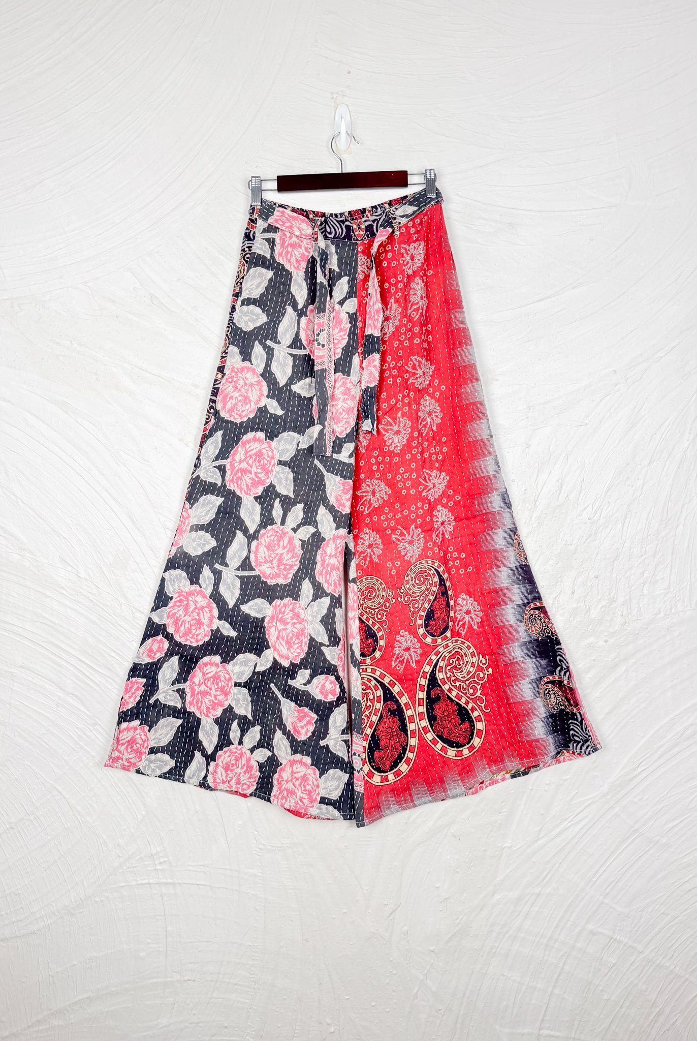 Black Red Kantha Pants - Love Protect Sustain