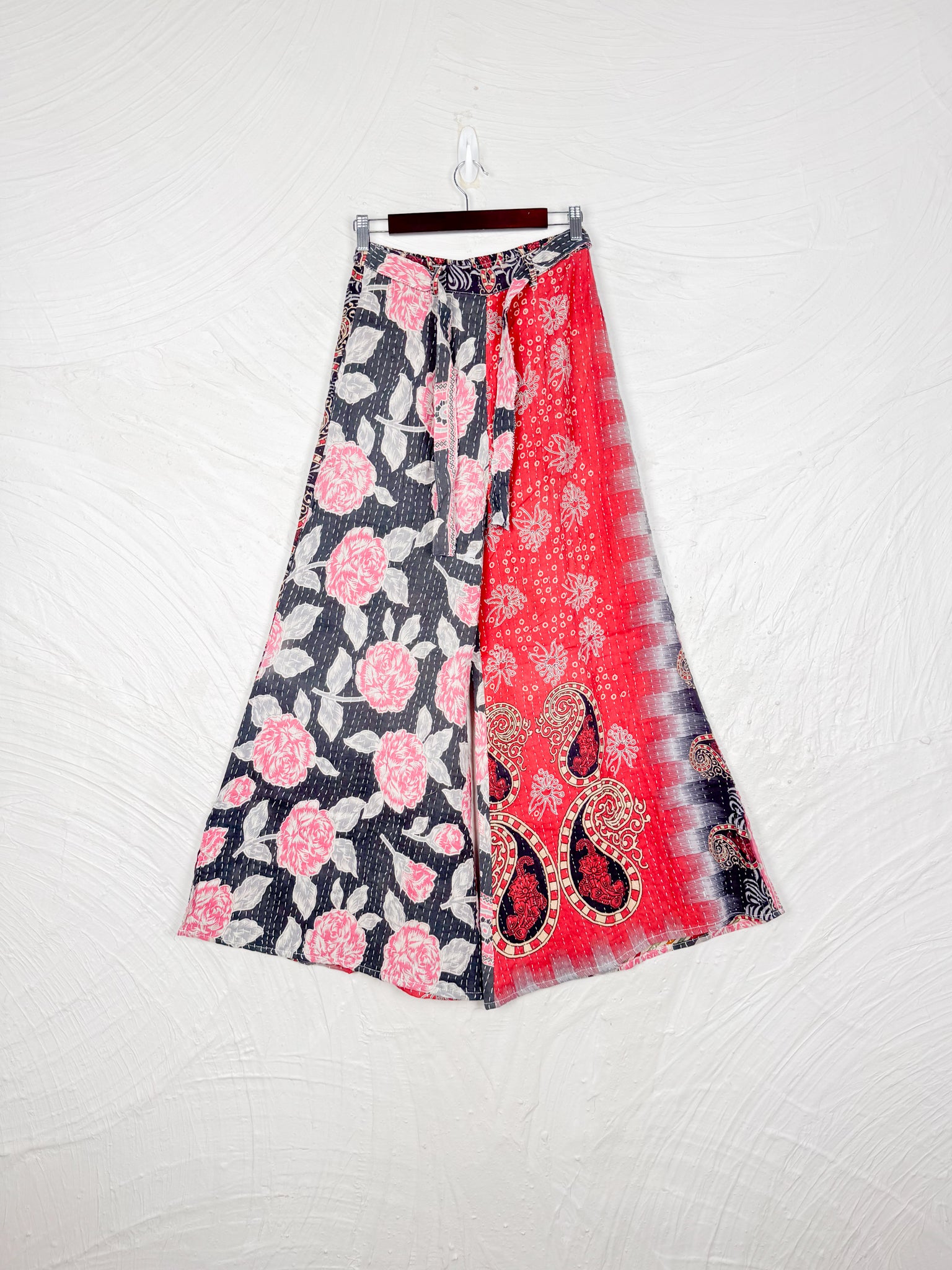 Black Red Kantha Pants - Love Protect Sustain