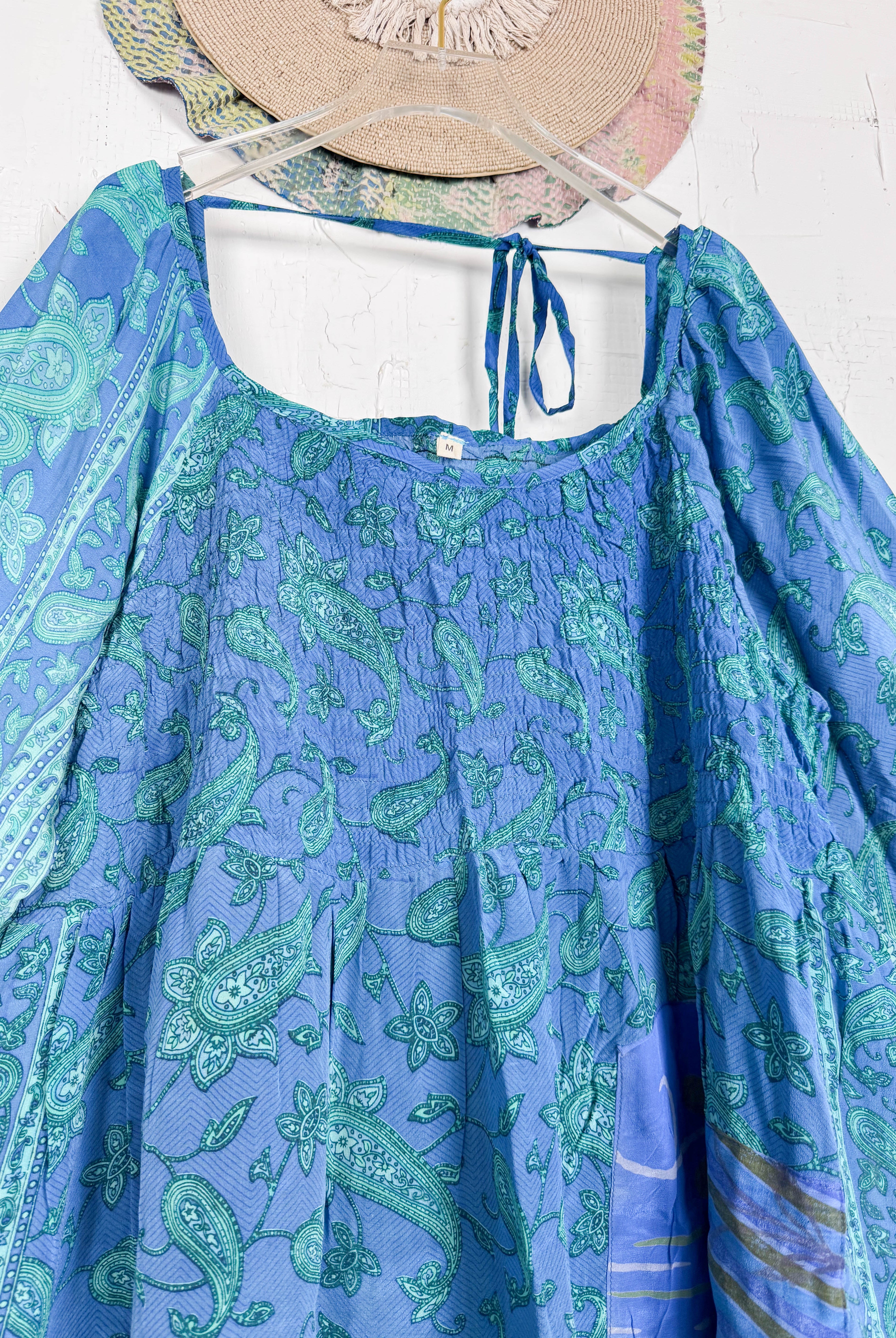 Blue Crepe Silk Dress - Love Protect Sustain