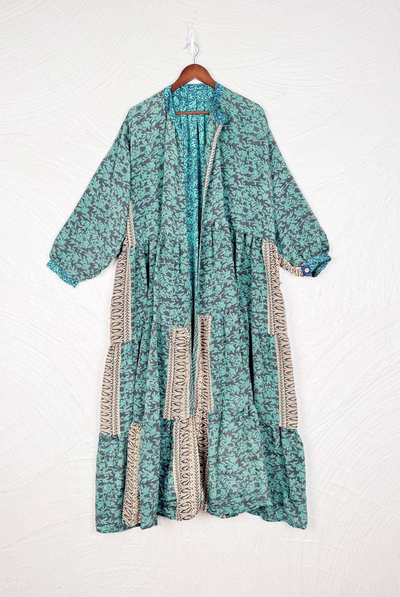 Blue Floral print silk dress - Love Protect Sustain