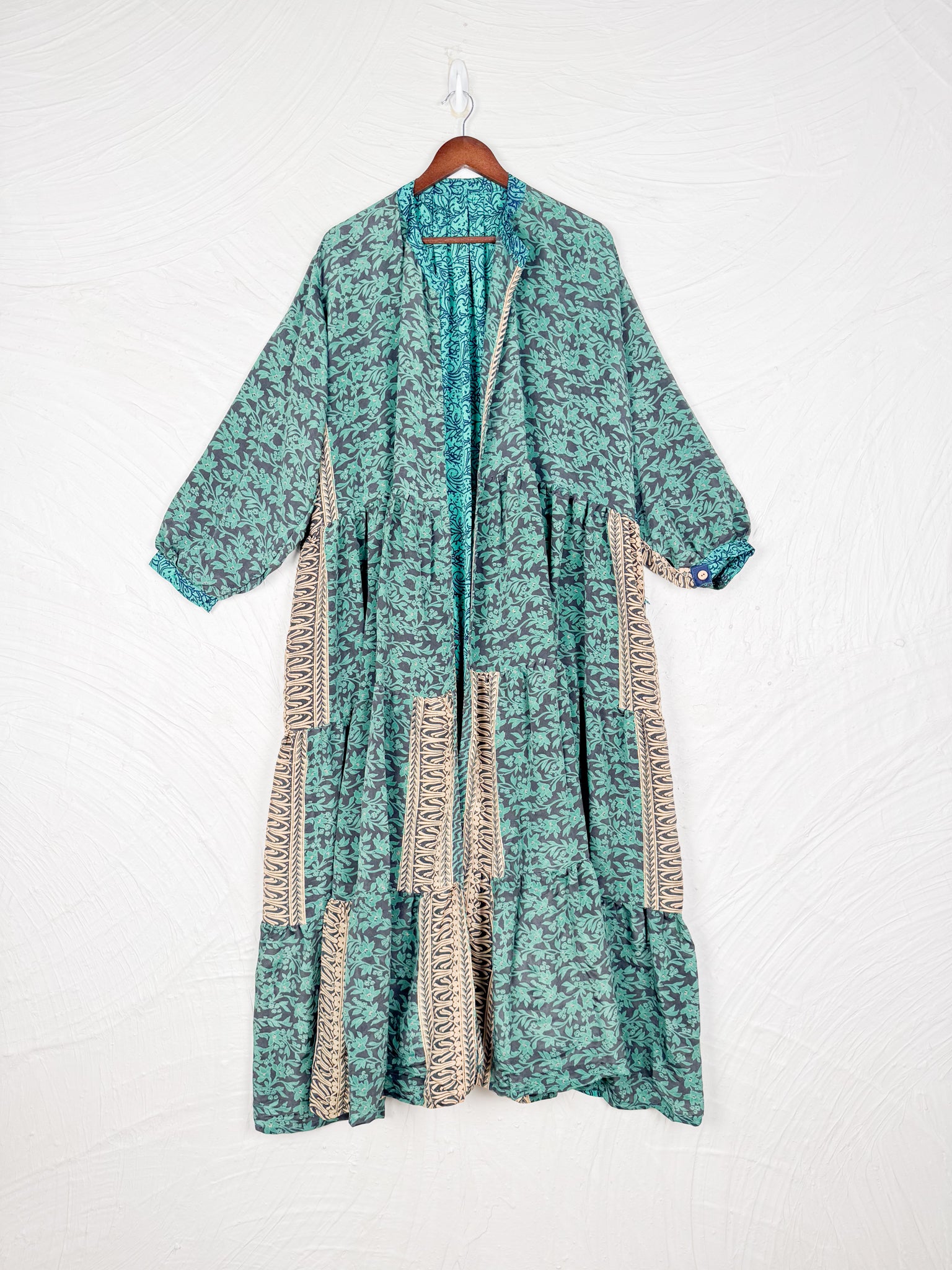 Blue Floral print silk dress - Love Protect Sustain