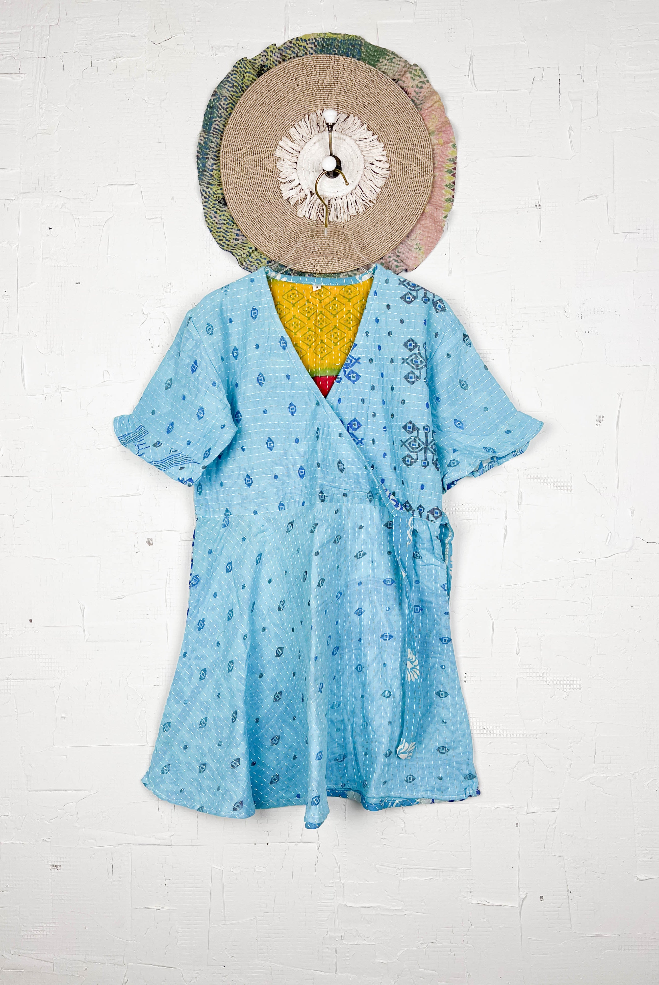 Blue Kantha Dress - Love Protect Sustain