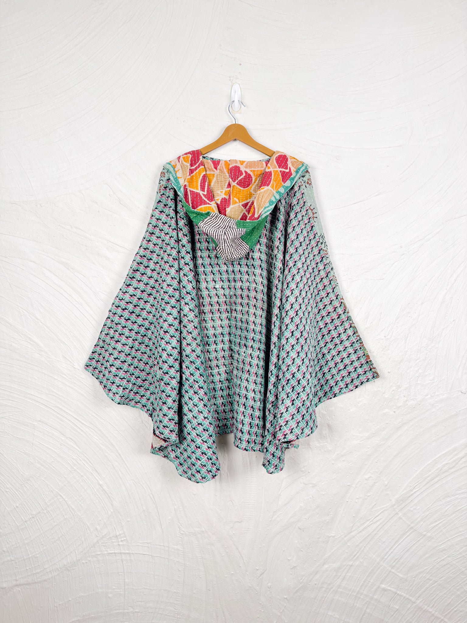 Blue Kantha Poncho - Love Protect Sustain
