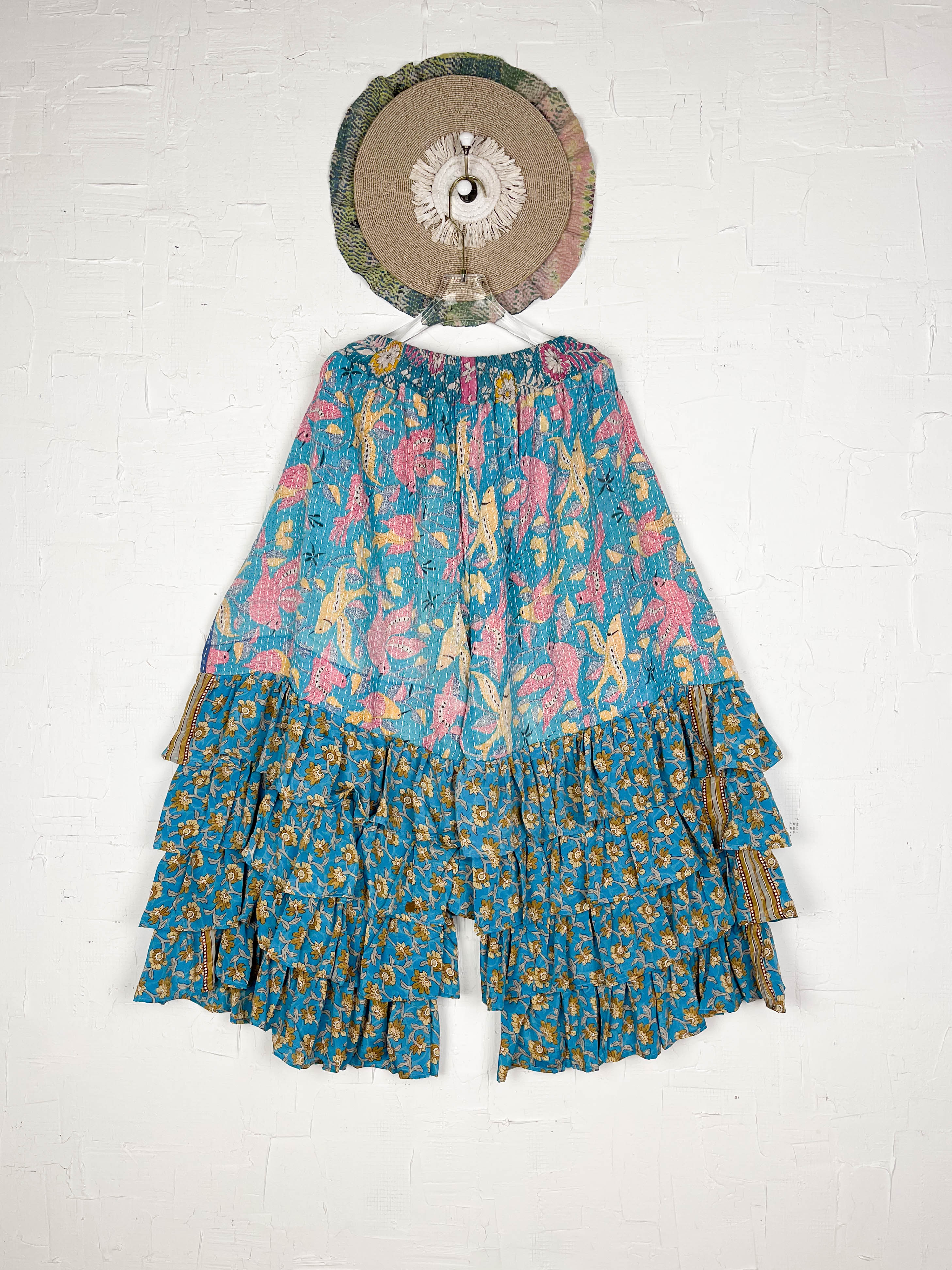 Blue Kantha Ruffle pants - Love Protect Sustain