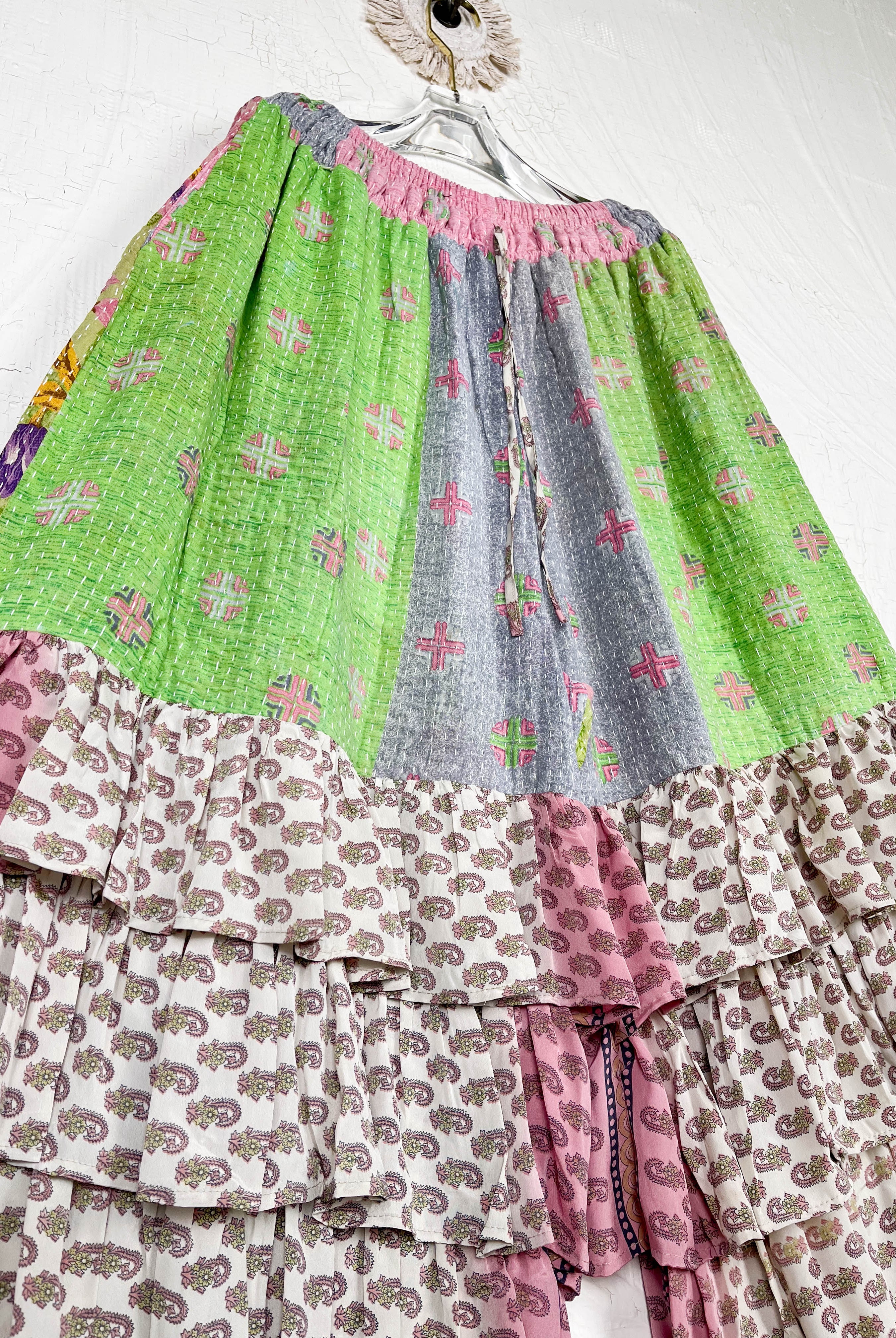 Bohemian Kantha frill pants - Love Protect Sustain