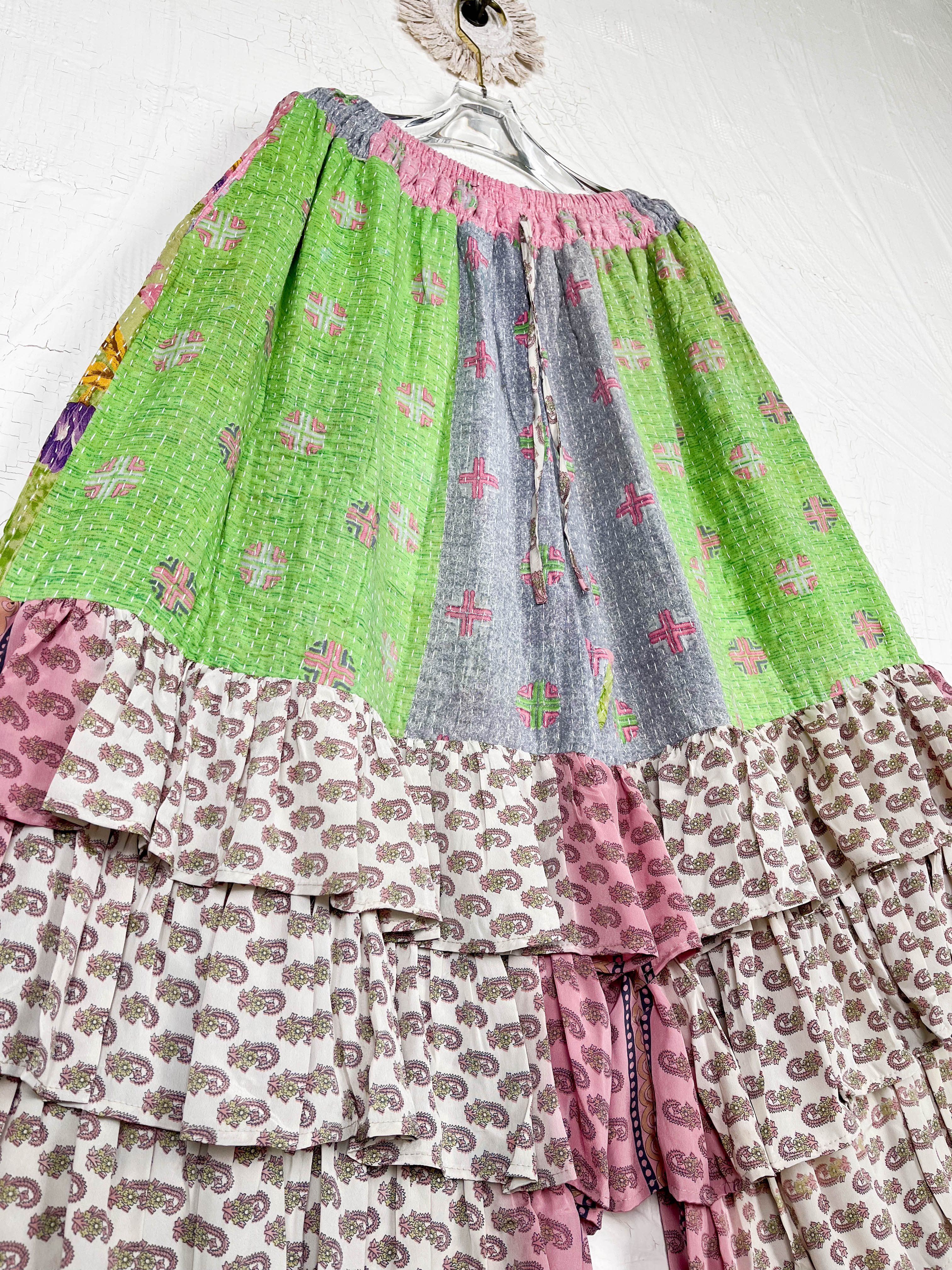 Bohemian Kantha frill pants - Love Protect Sustain