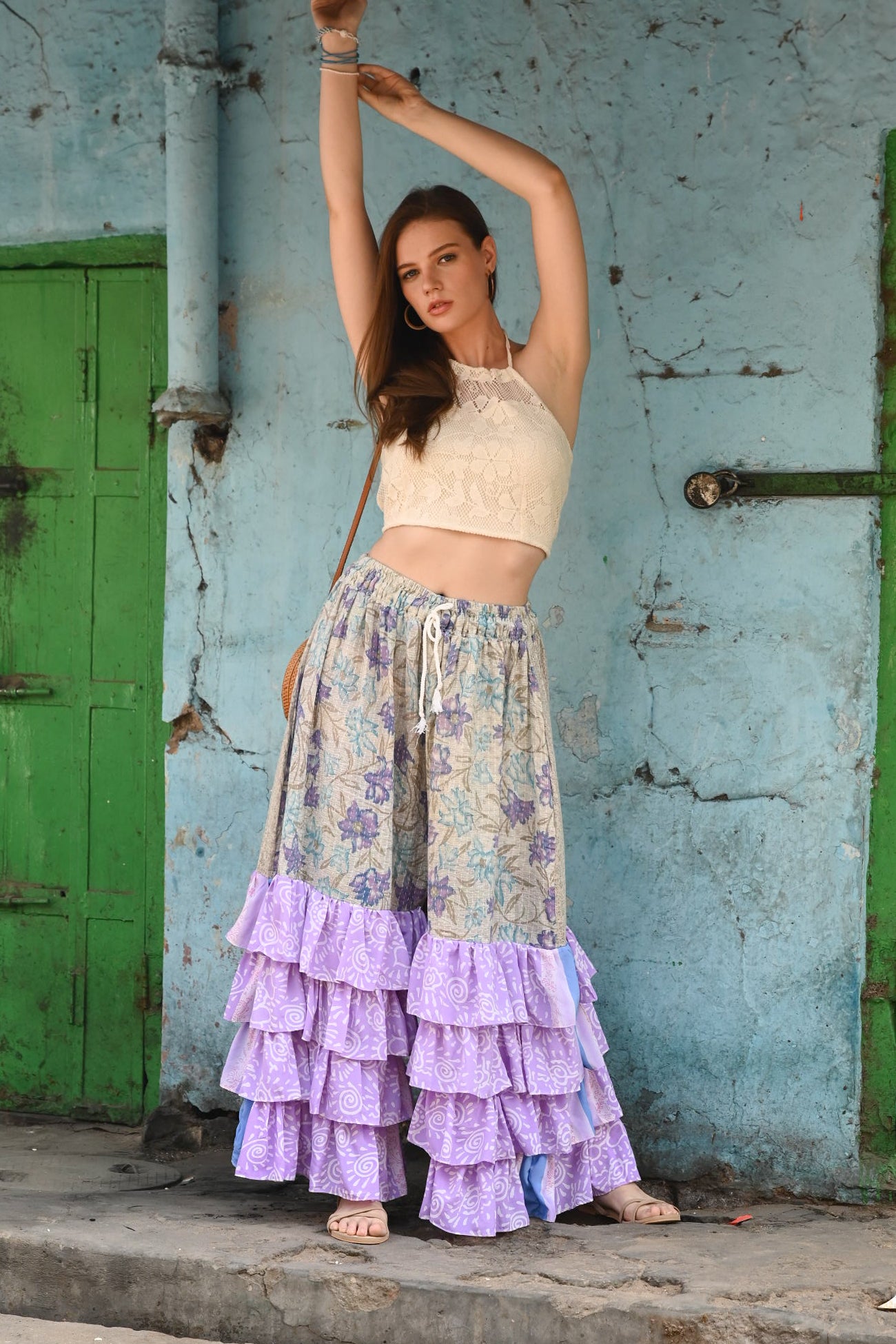 Bohemian Vintage Ruffle Pants - Love Protect Sustain