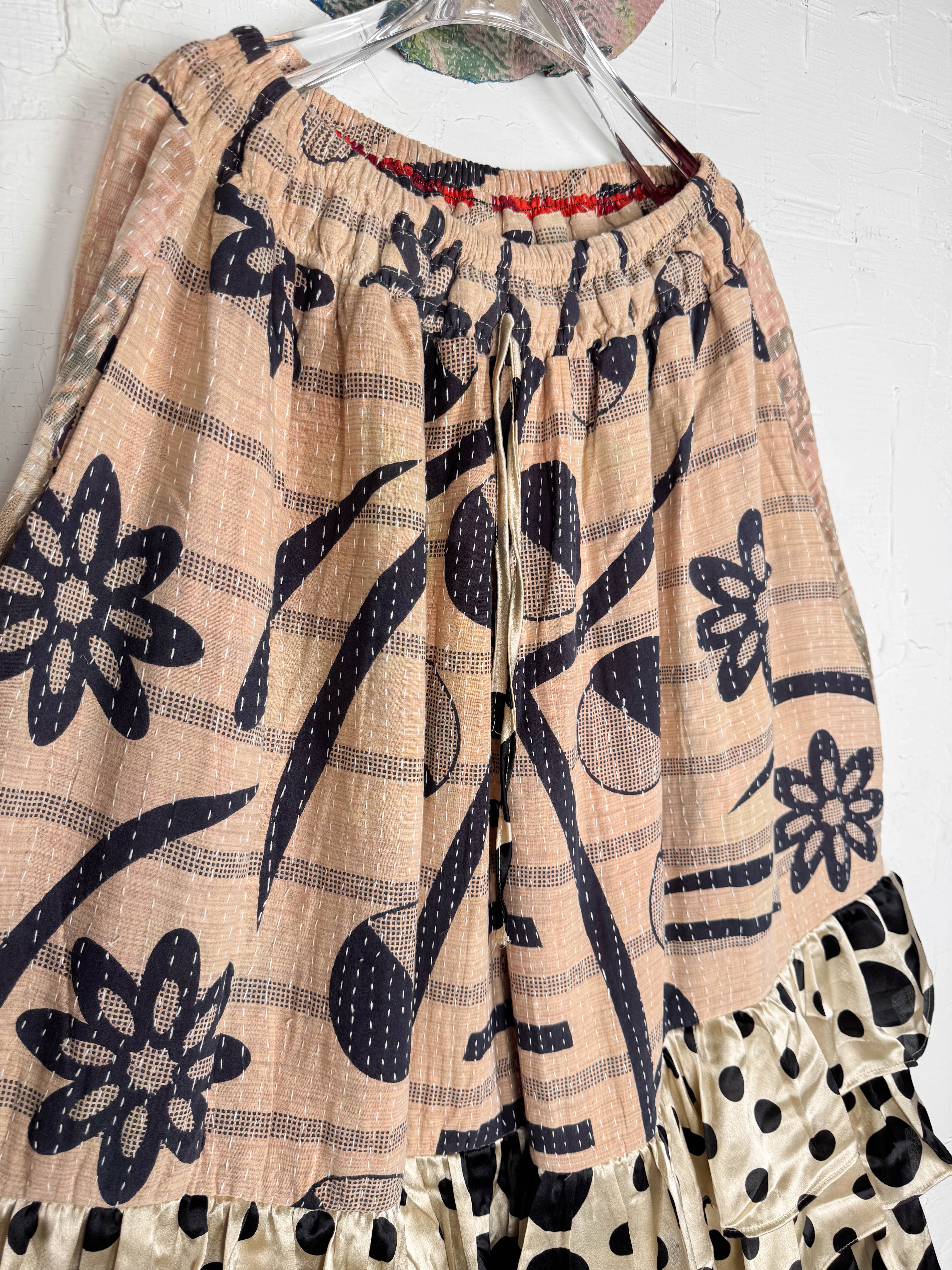 Bohemian kantha frill pants - Love Protect Sustain