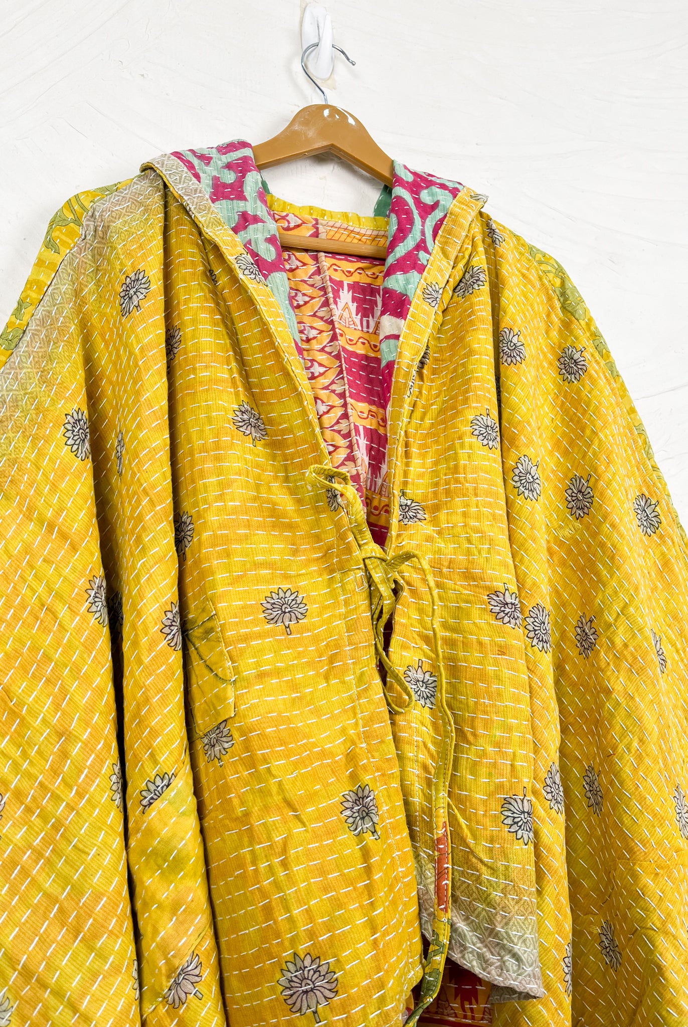 Yellow Kantha Poncho - Love Protect Sustain