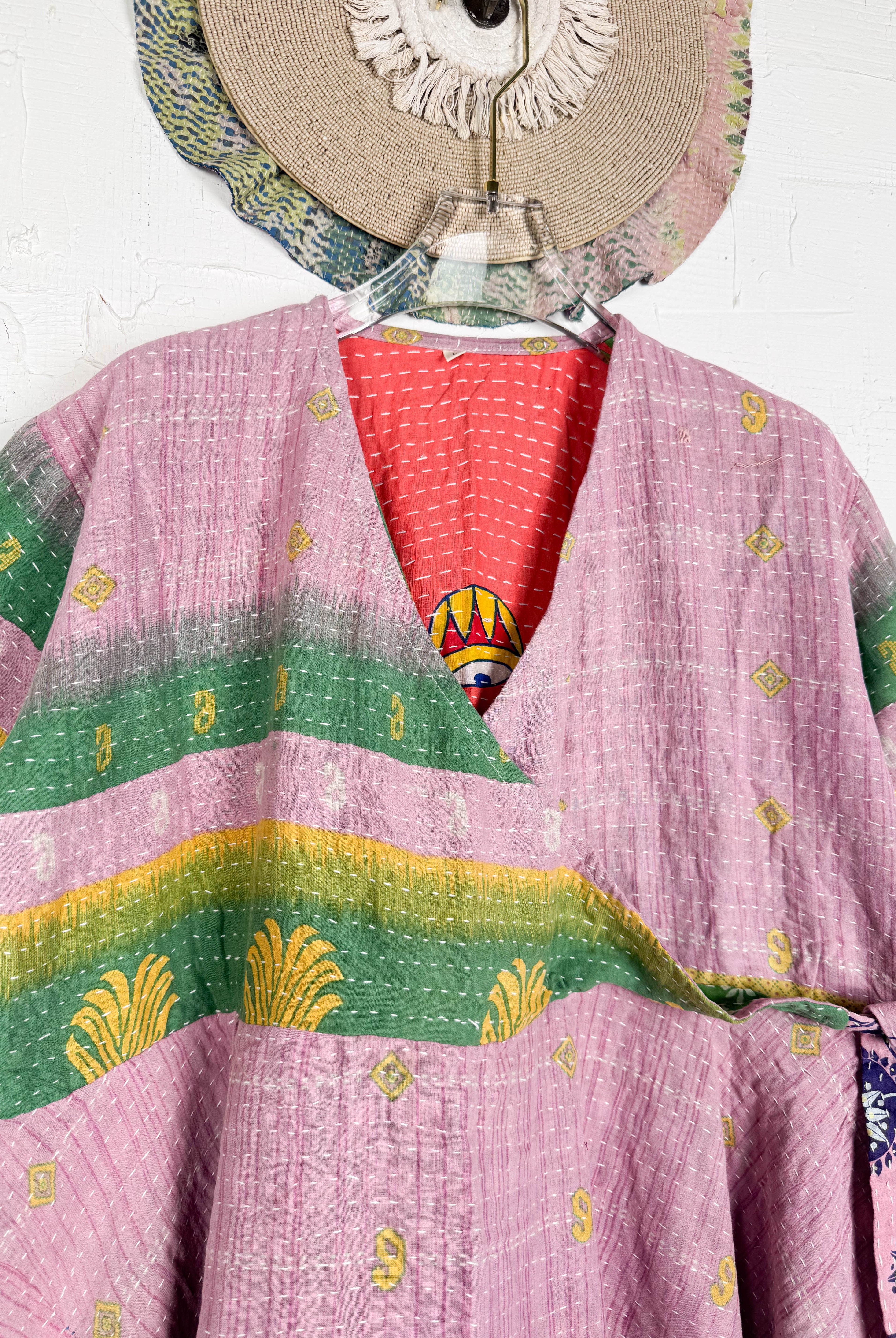 Bohemian print Kantha mid-length dress - Love Protect Sustain