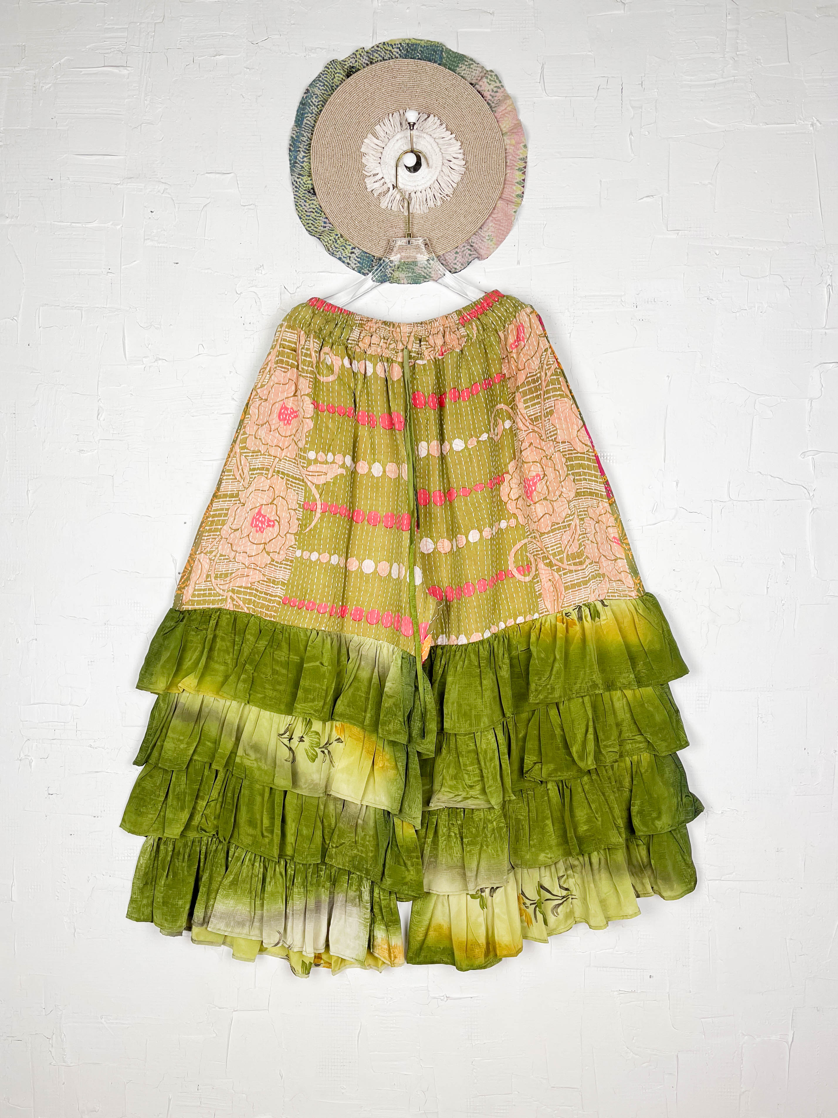 Bohemian silk frill pants resort - Love Protect Sustain