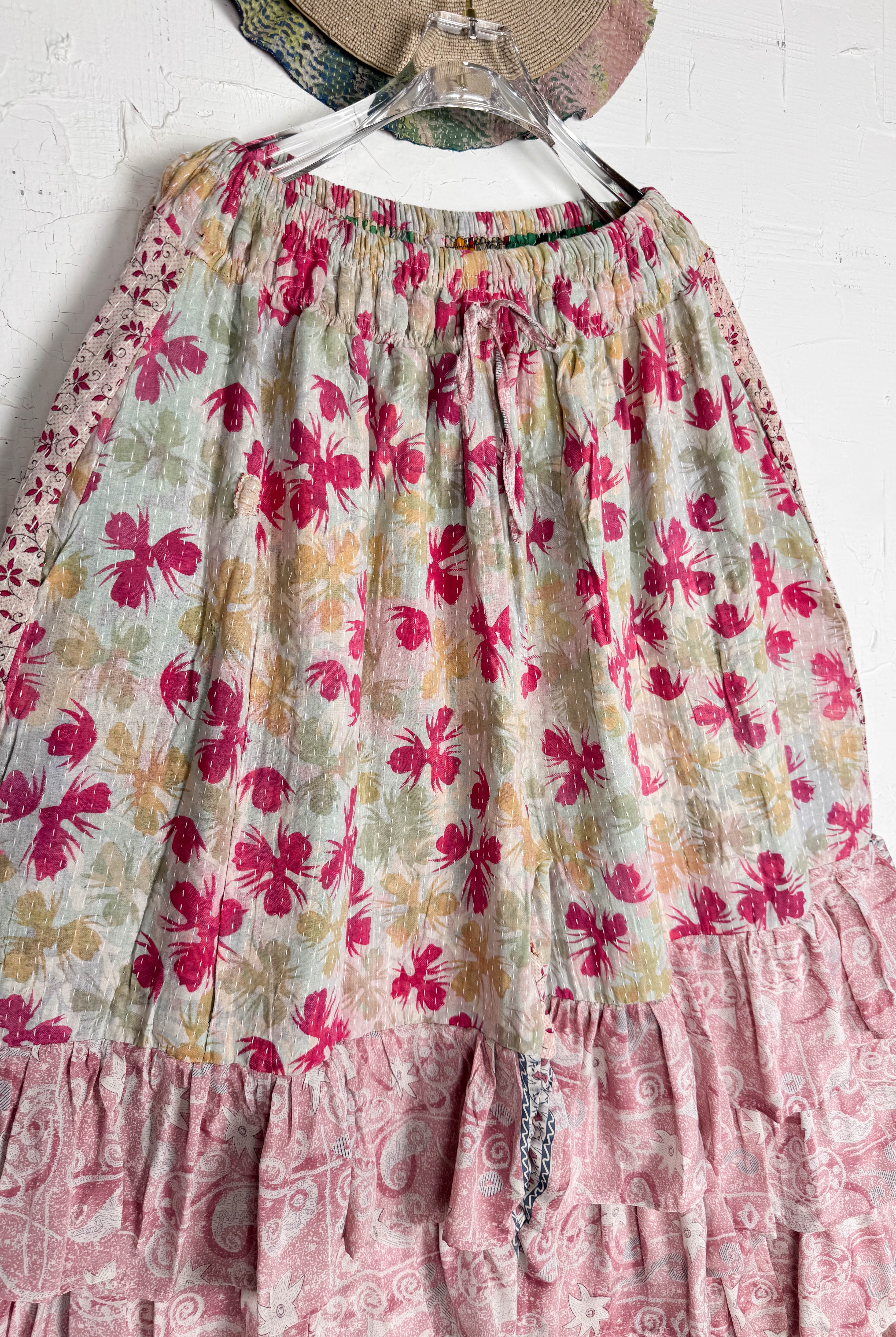 Bohemian silk frill pants resort - Love Protect Sustain