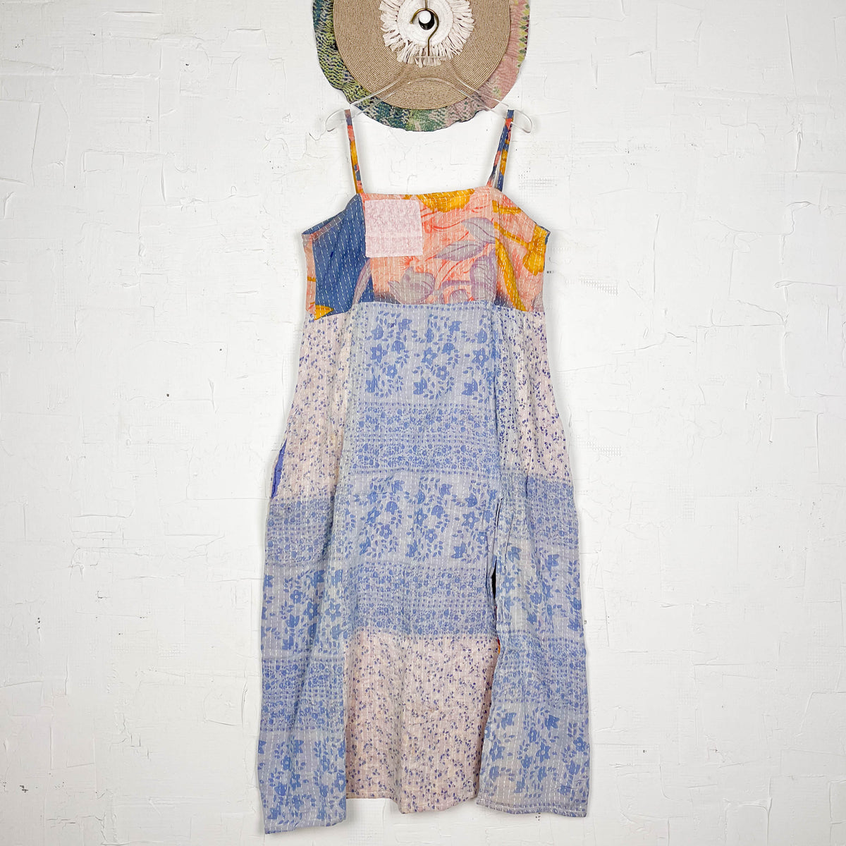 Kantha Strap Long Dress Boho Green Orange main image 0