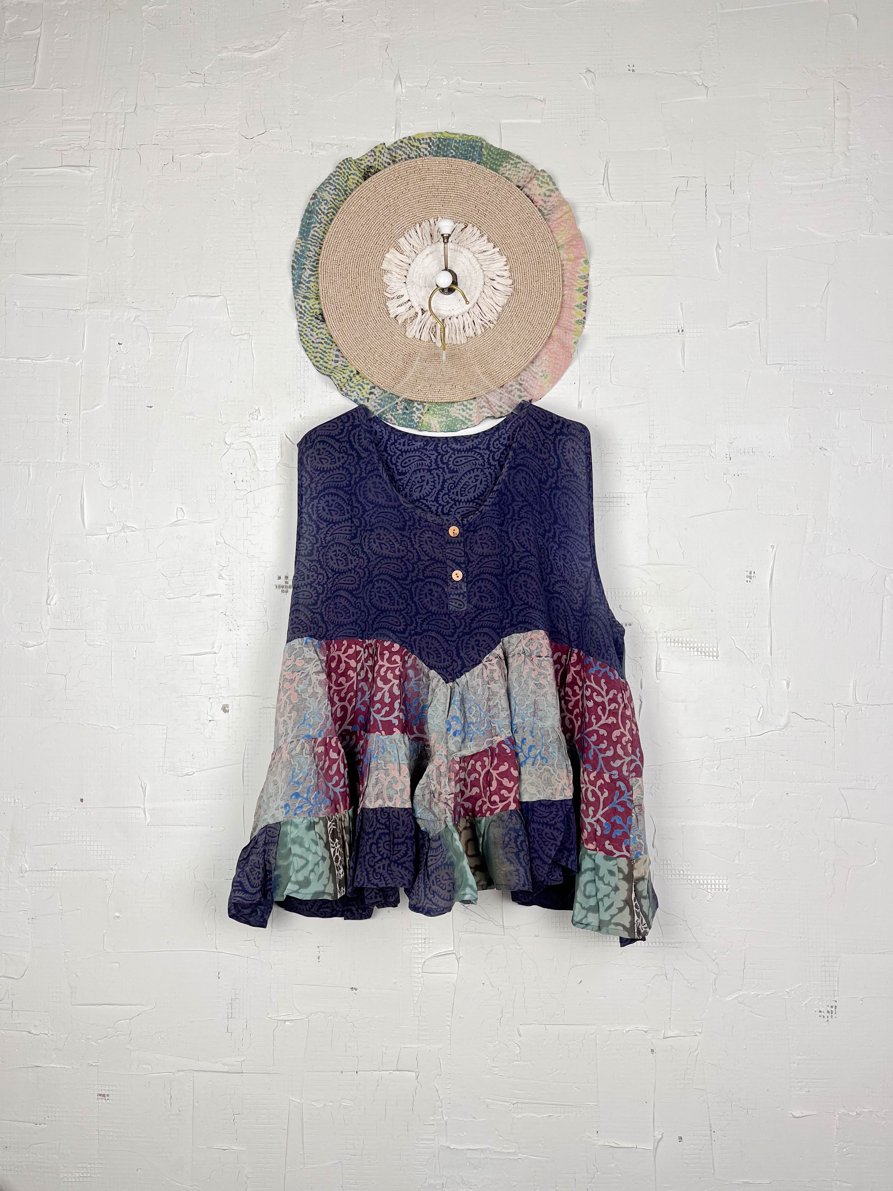 Boho Indian silk top - Love Protect Sustain