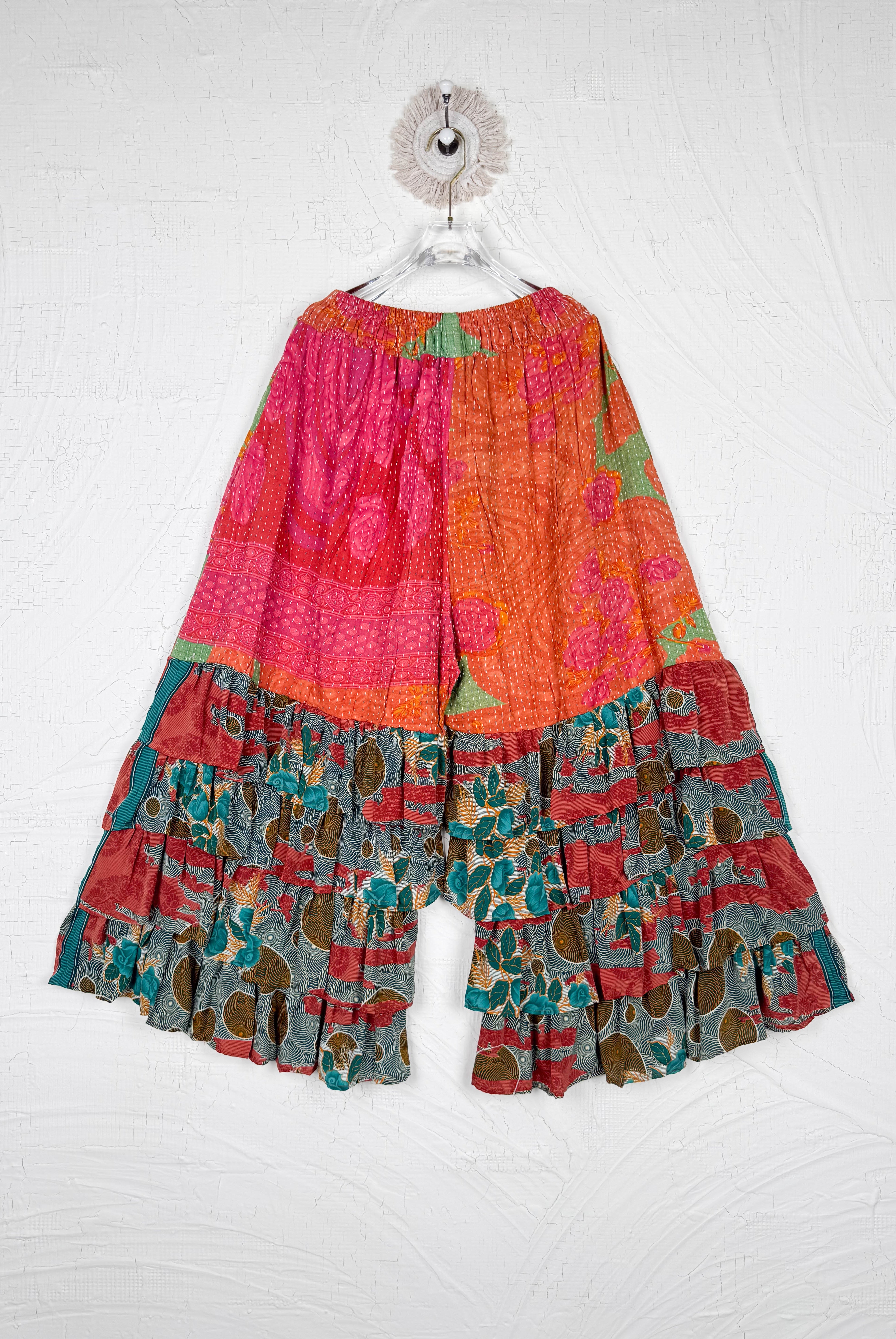 Boho Soul Kantha Ruffle Pants - Love Protect Sustain