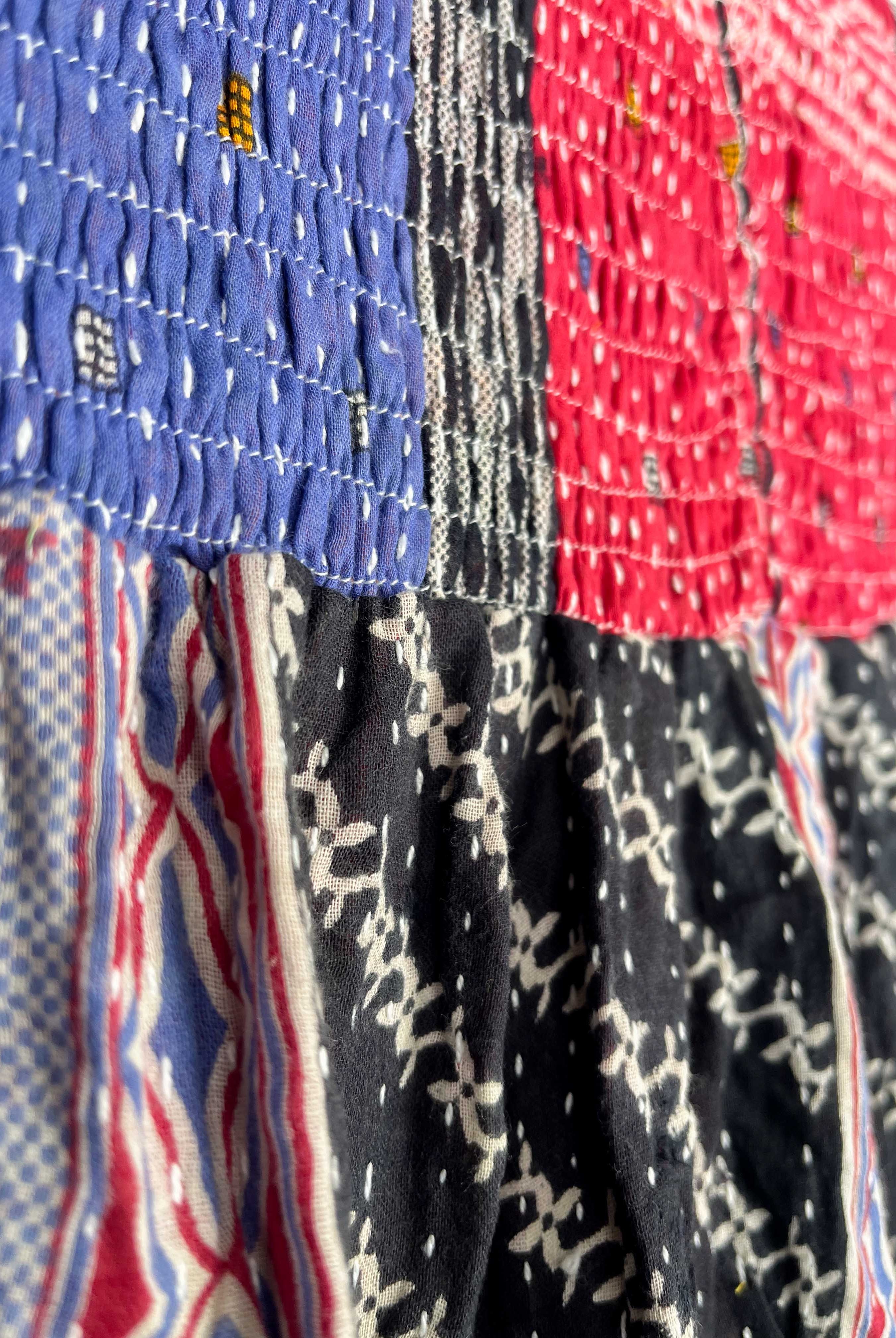 Boho patchwork skirt blue - Love Protect Sustain