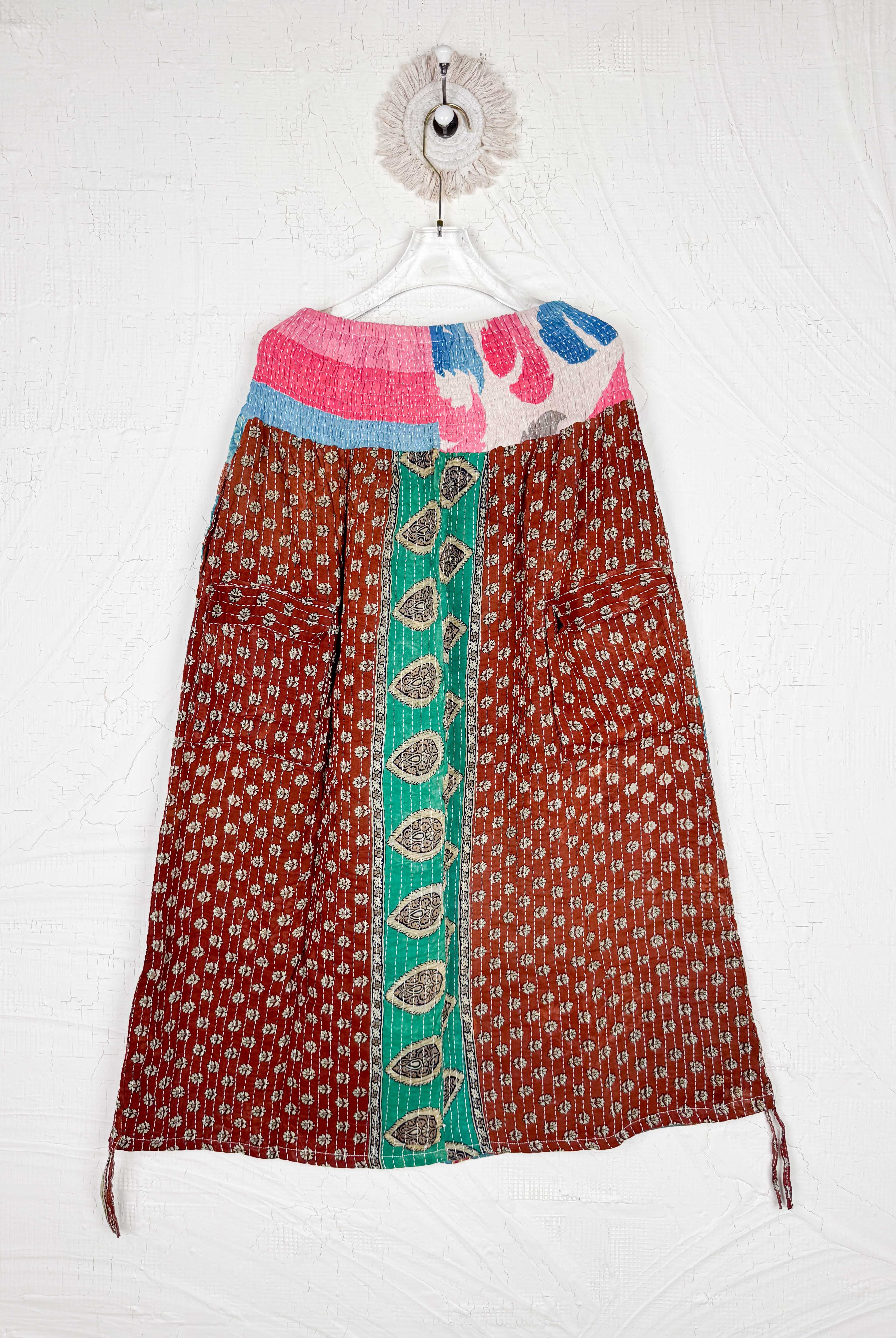Boho patchwork skirt blue - Love Protect Sustain