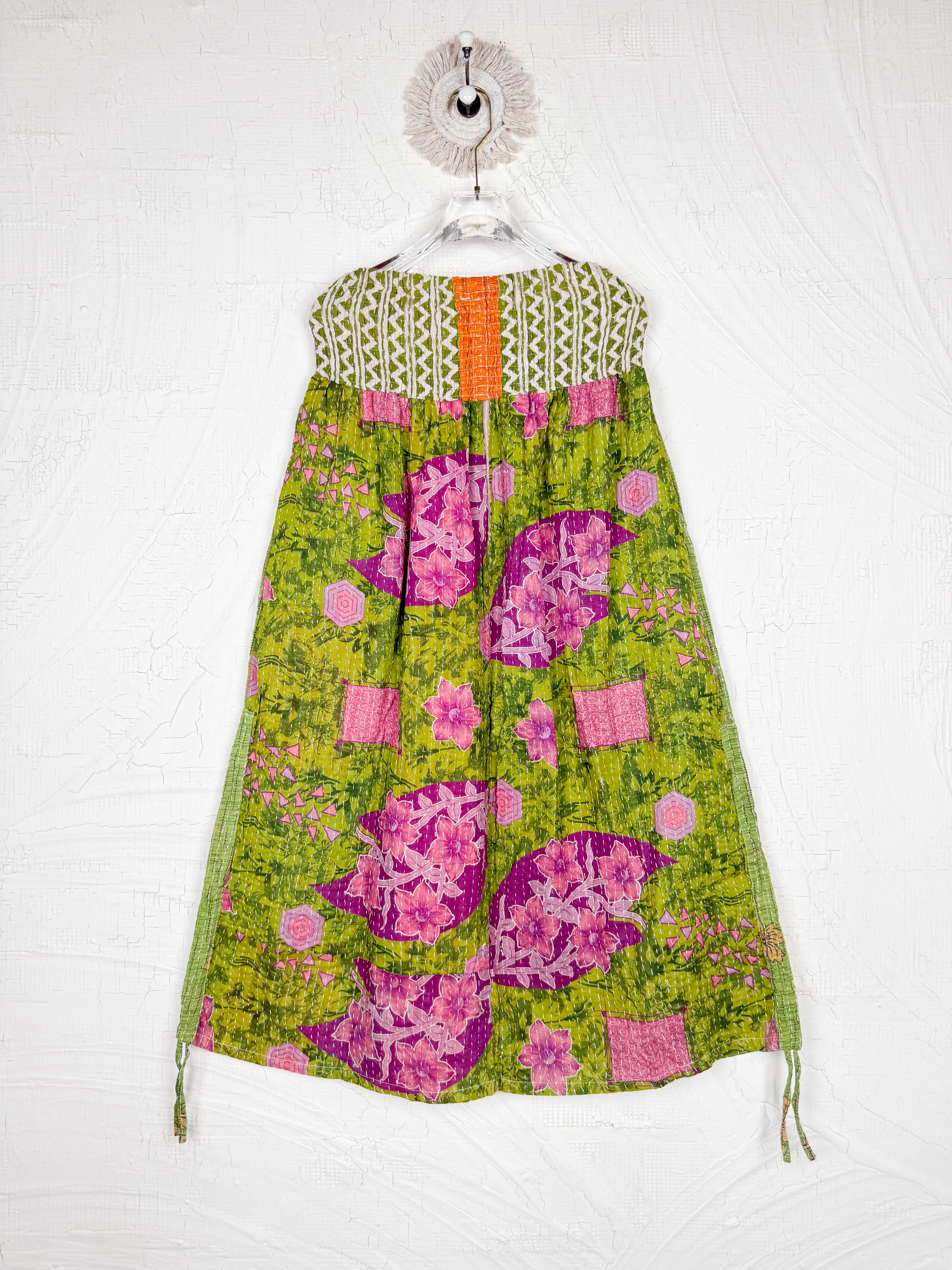 Boho patchwork skirt green - Love Protect Sustain