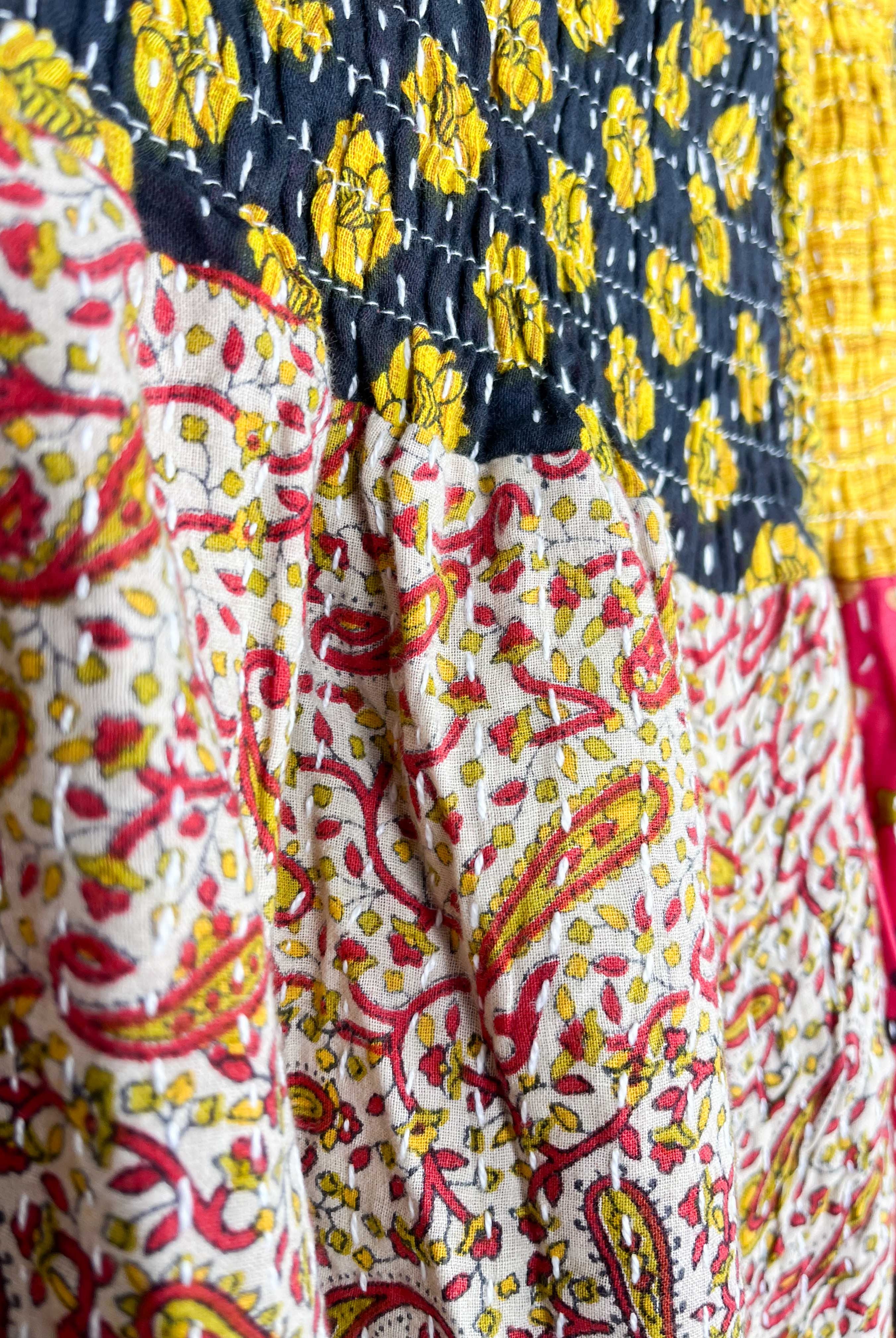 Boho patchwork skirtred - Love Protect Sustain