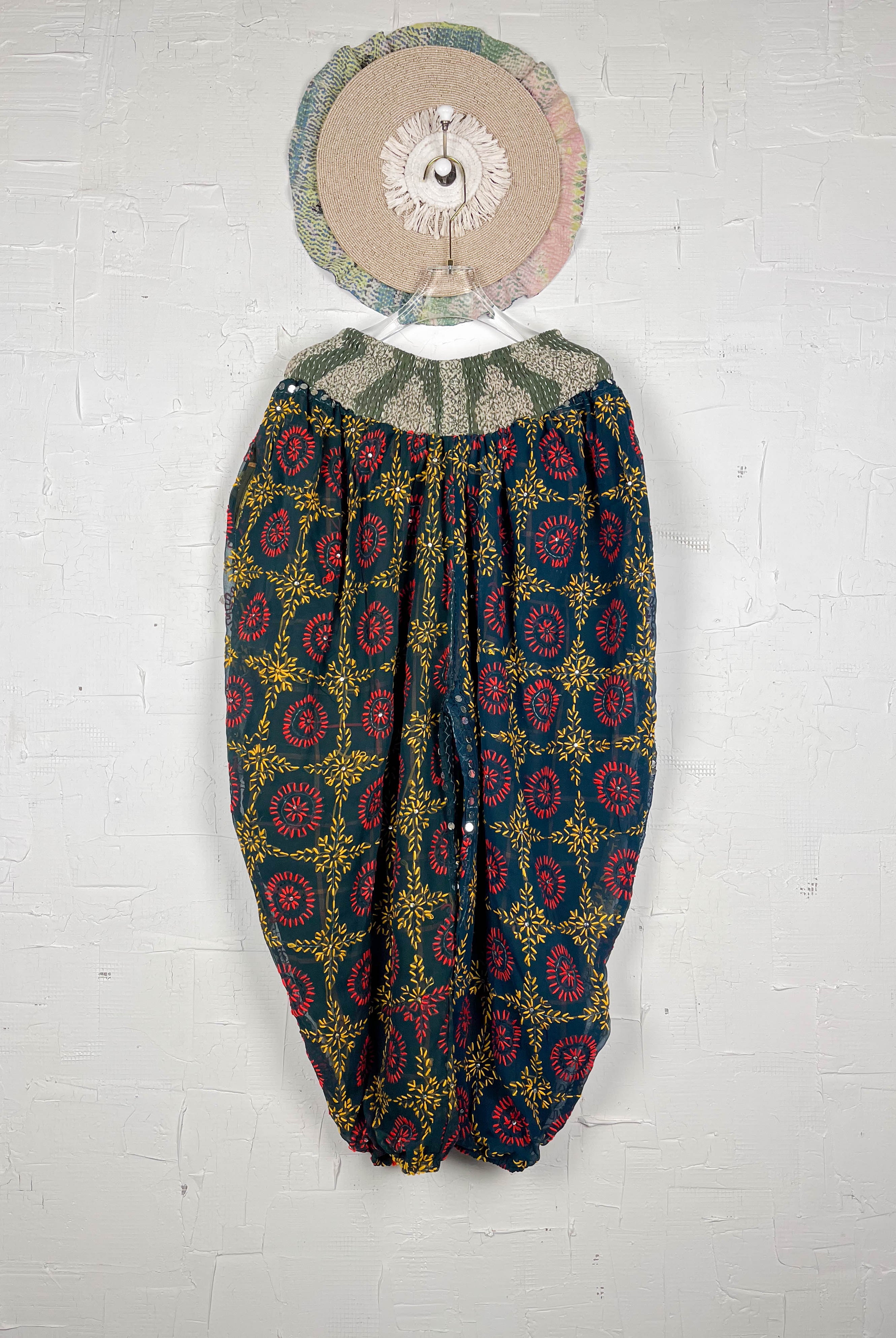 Boho plus size embroidered pants- Love Protect Sustain