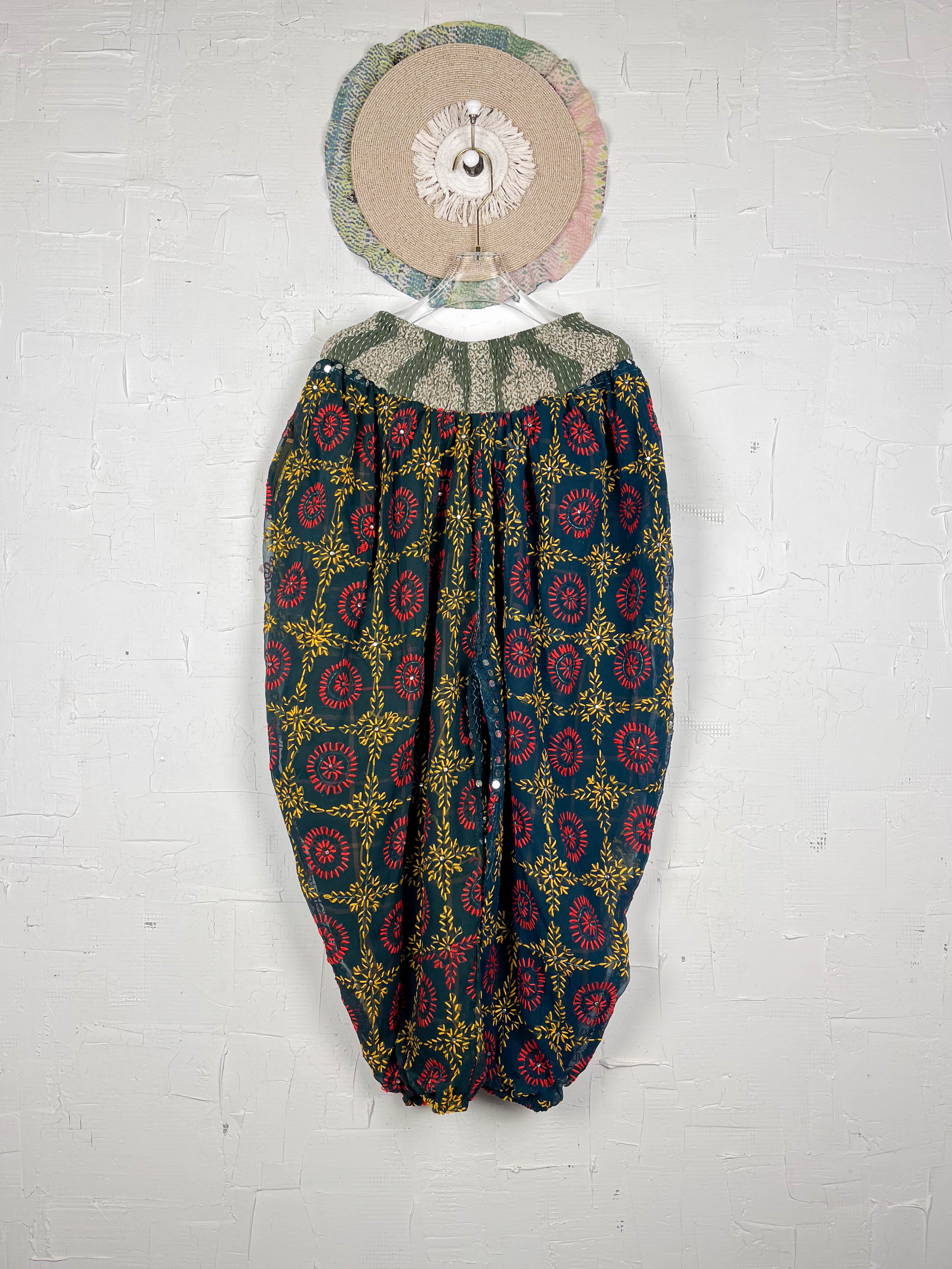 Boho plus size embroidered pants- Love Protect Sustain