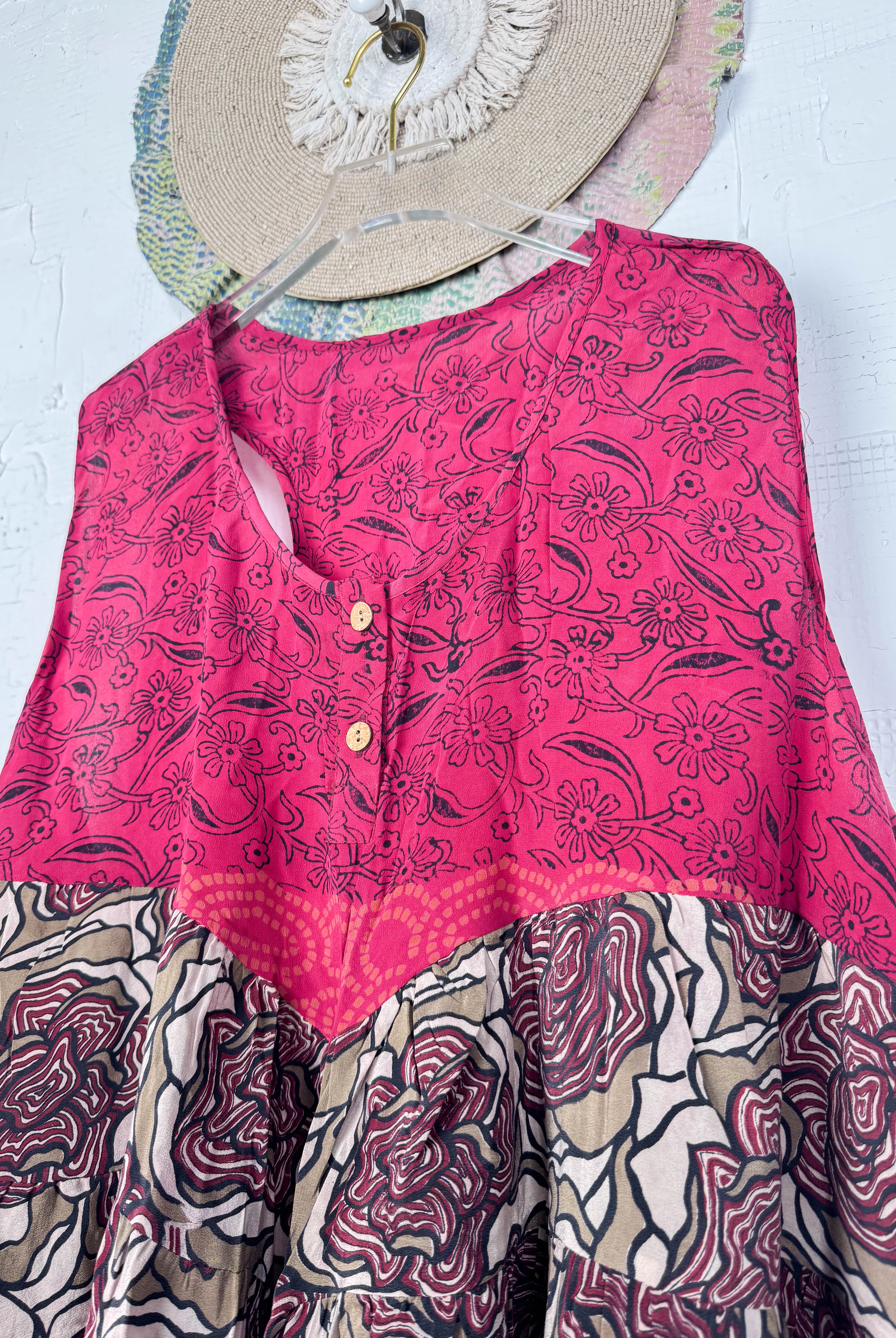 Boho silk patchwork top - Love Protect Sustain