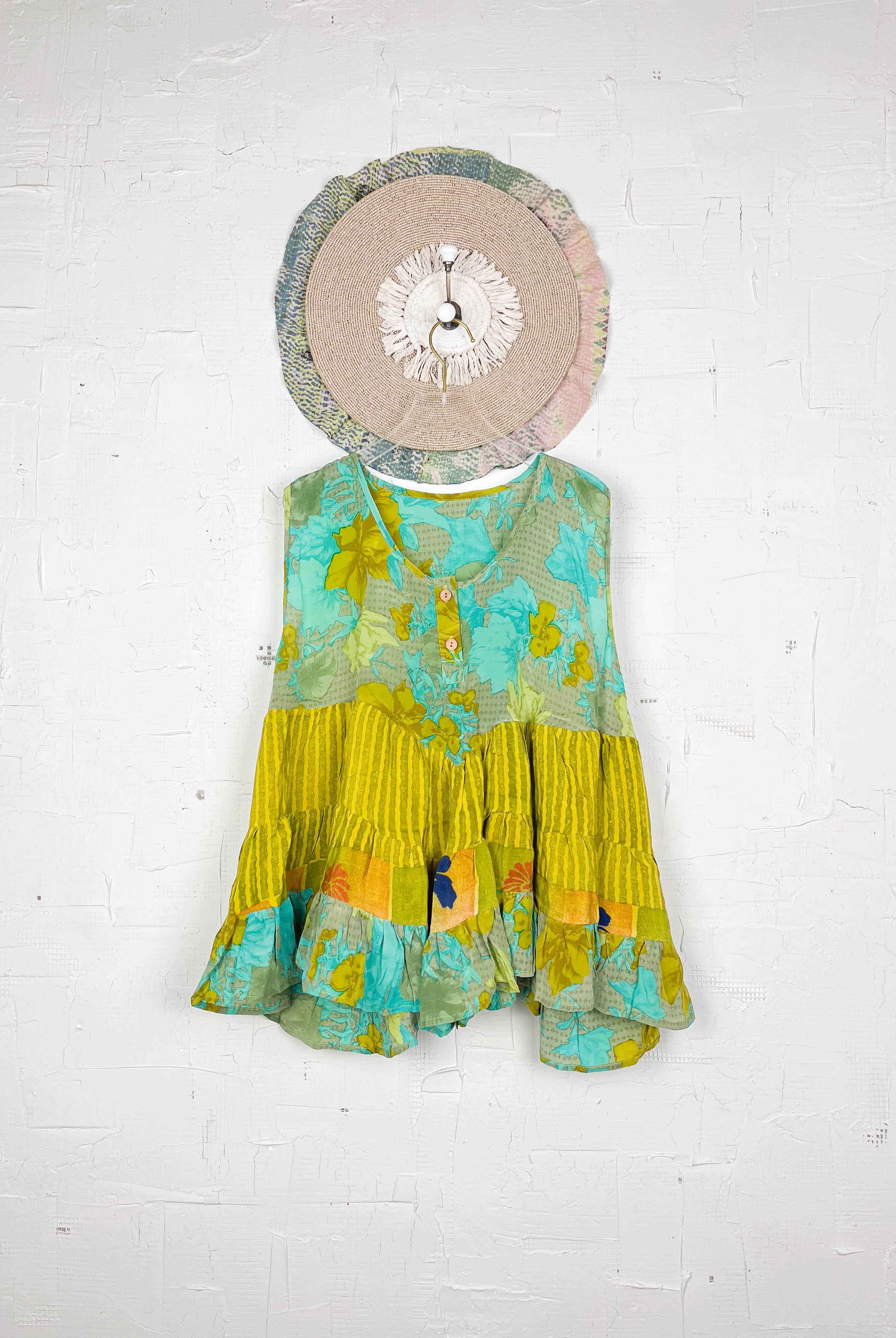 Boho silk patchwork top - Love Protect Sustain