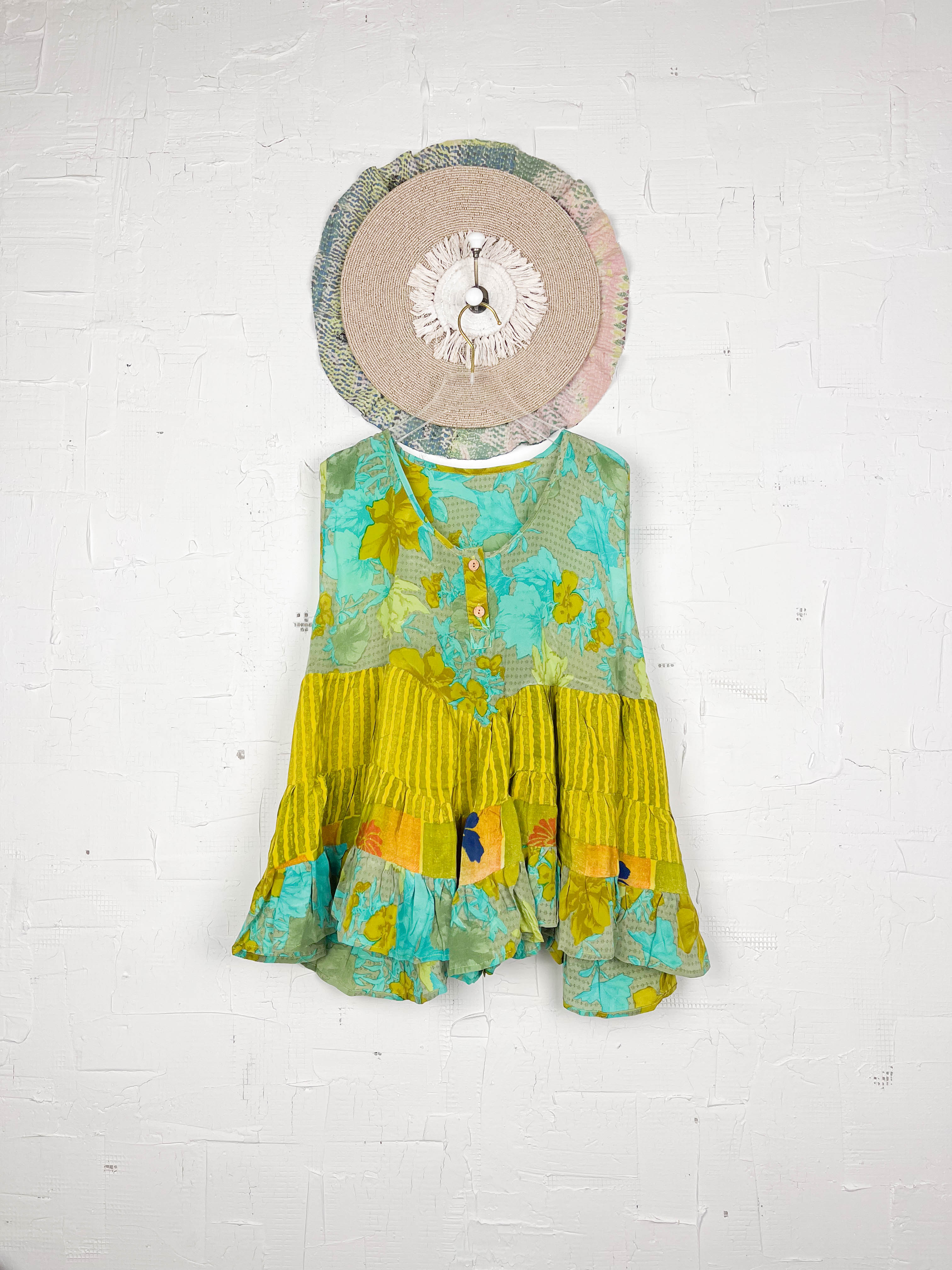 Boho silk patchwork top - Love Protect Sustain