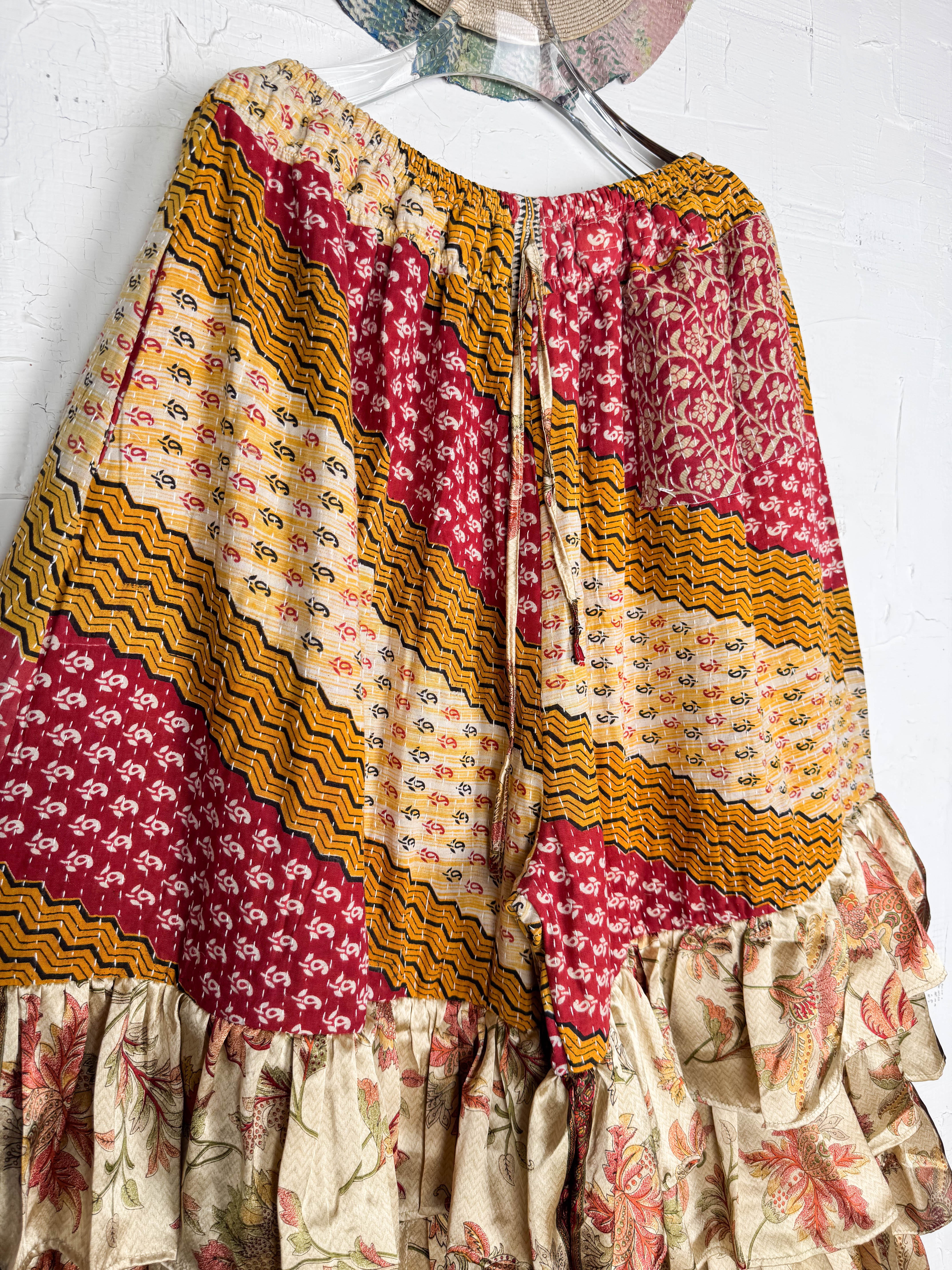 Boho tiered silk pants - Love Protect Sustain