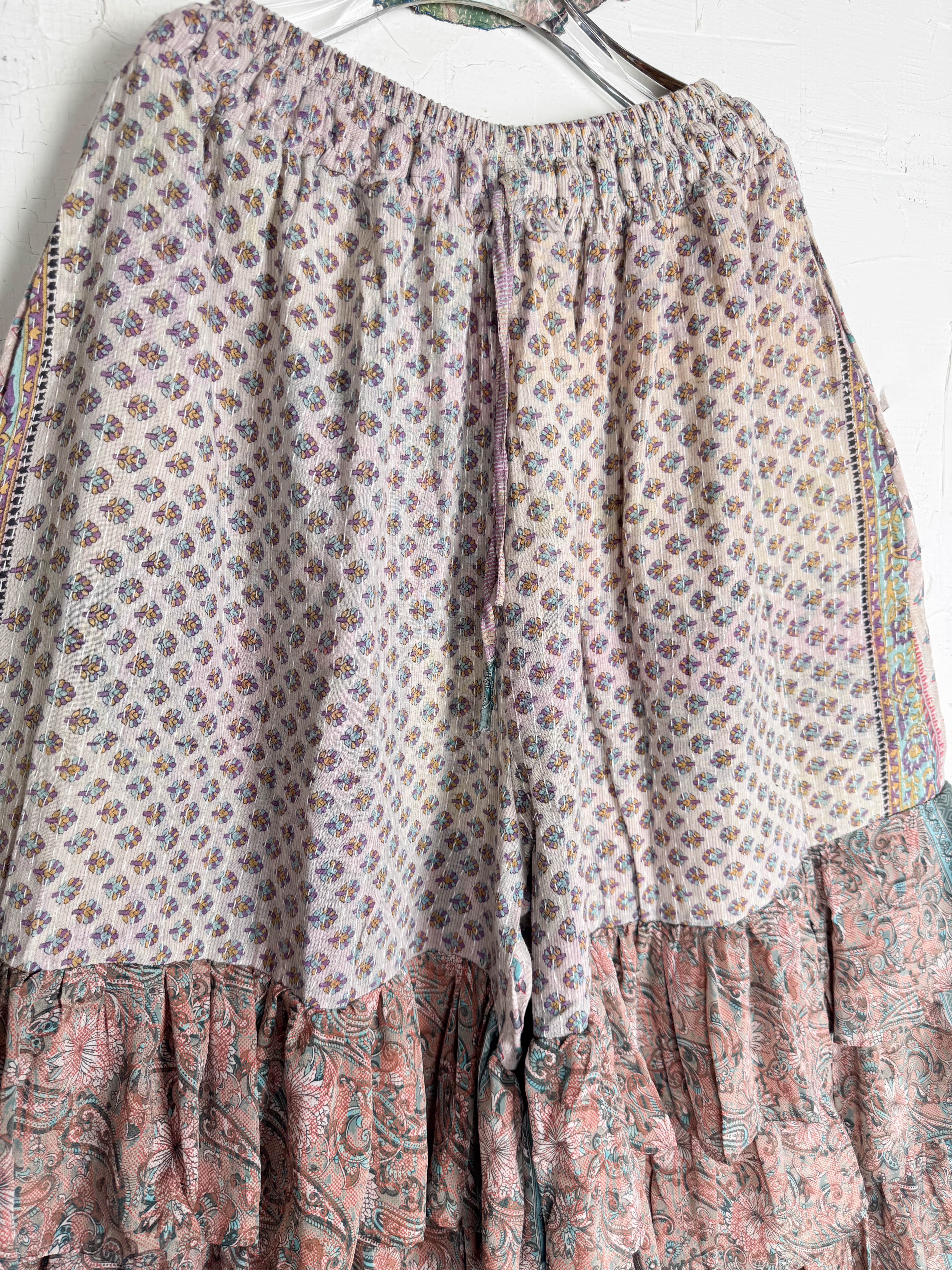 Boho utility pants silk kantha - Love Protect Sustain