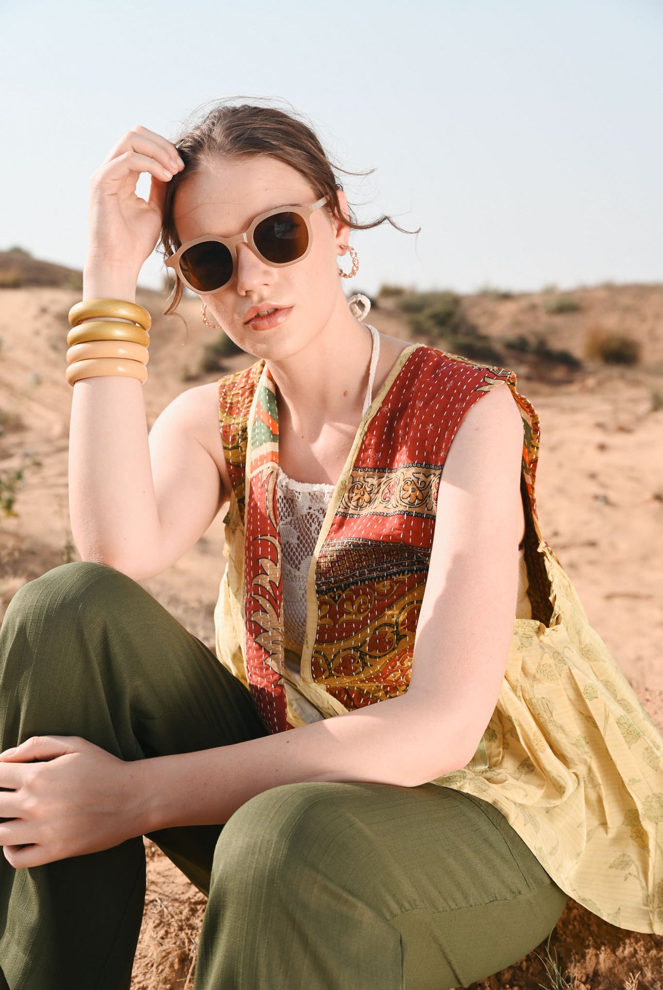 Boho vintage silk vest - Love Protect Sustain