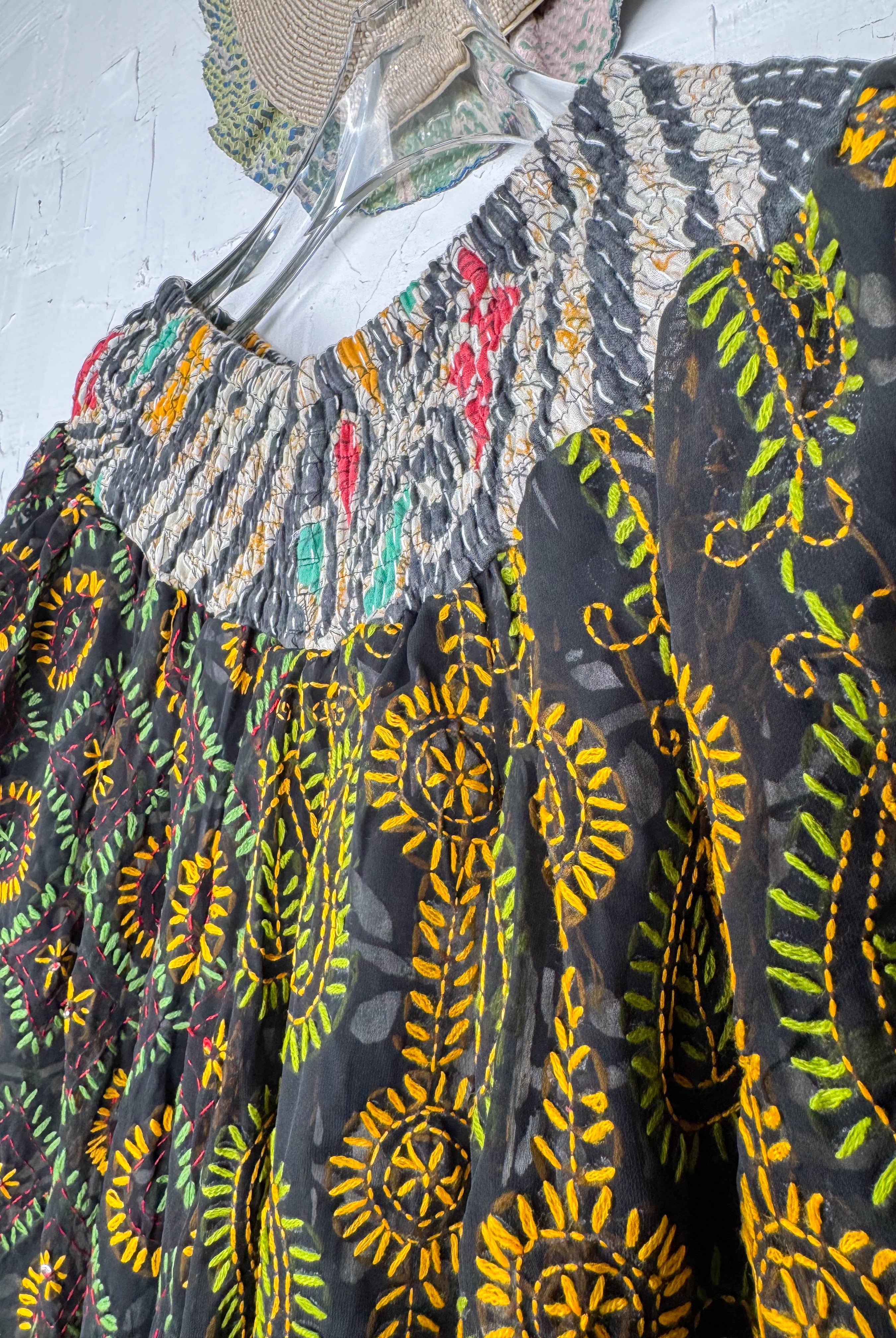 Boho yoga pants embroidered- Love Protect Sustain