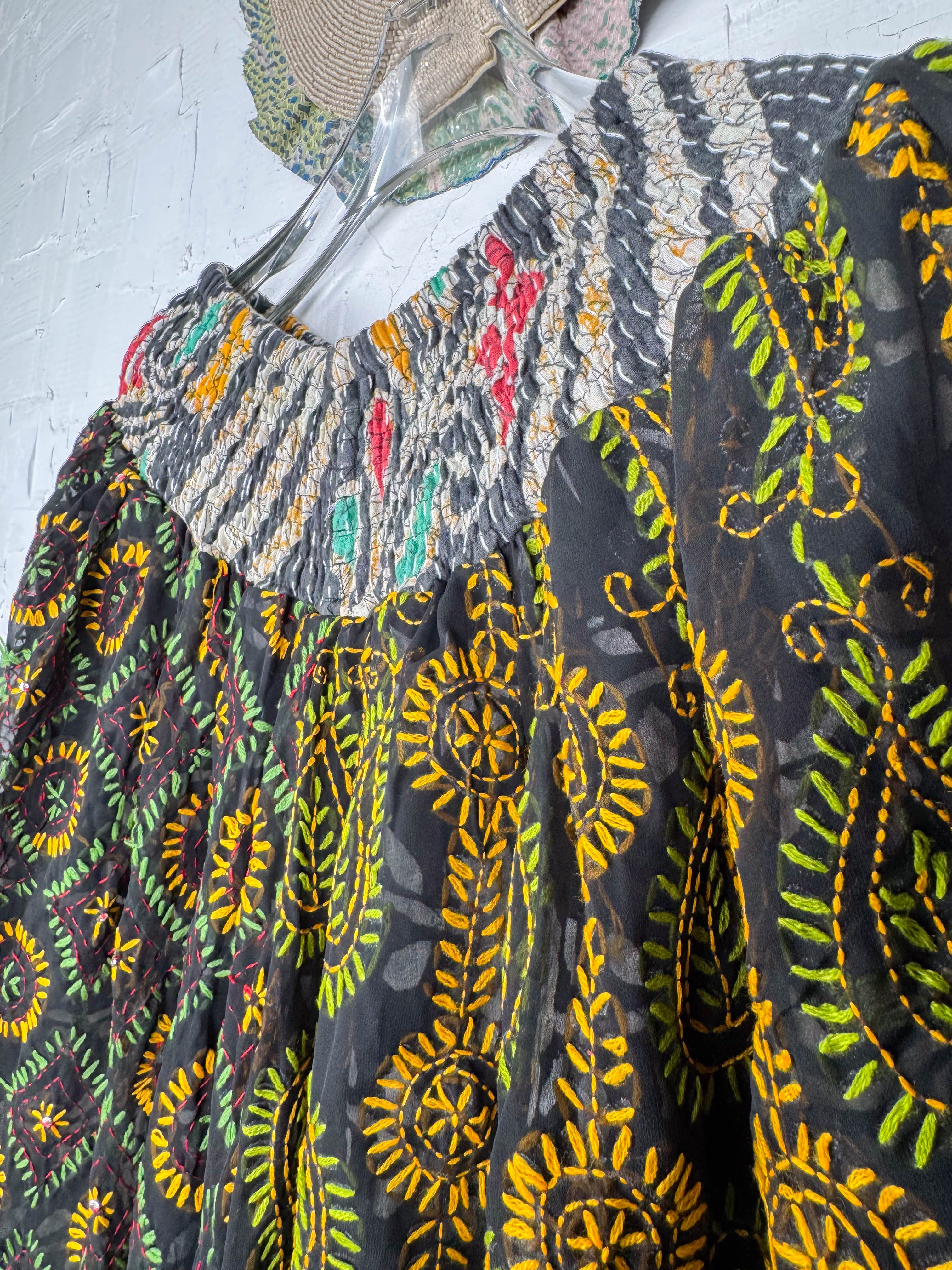 Boho yoga pants embroidered- Love Protect Sustain