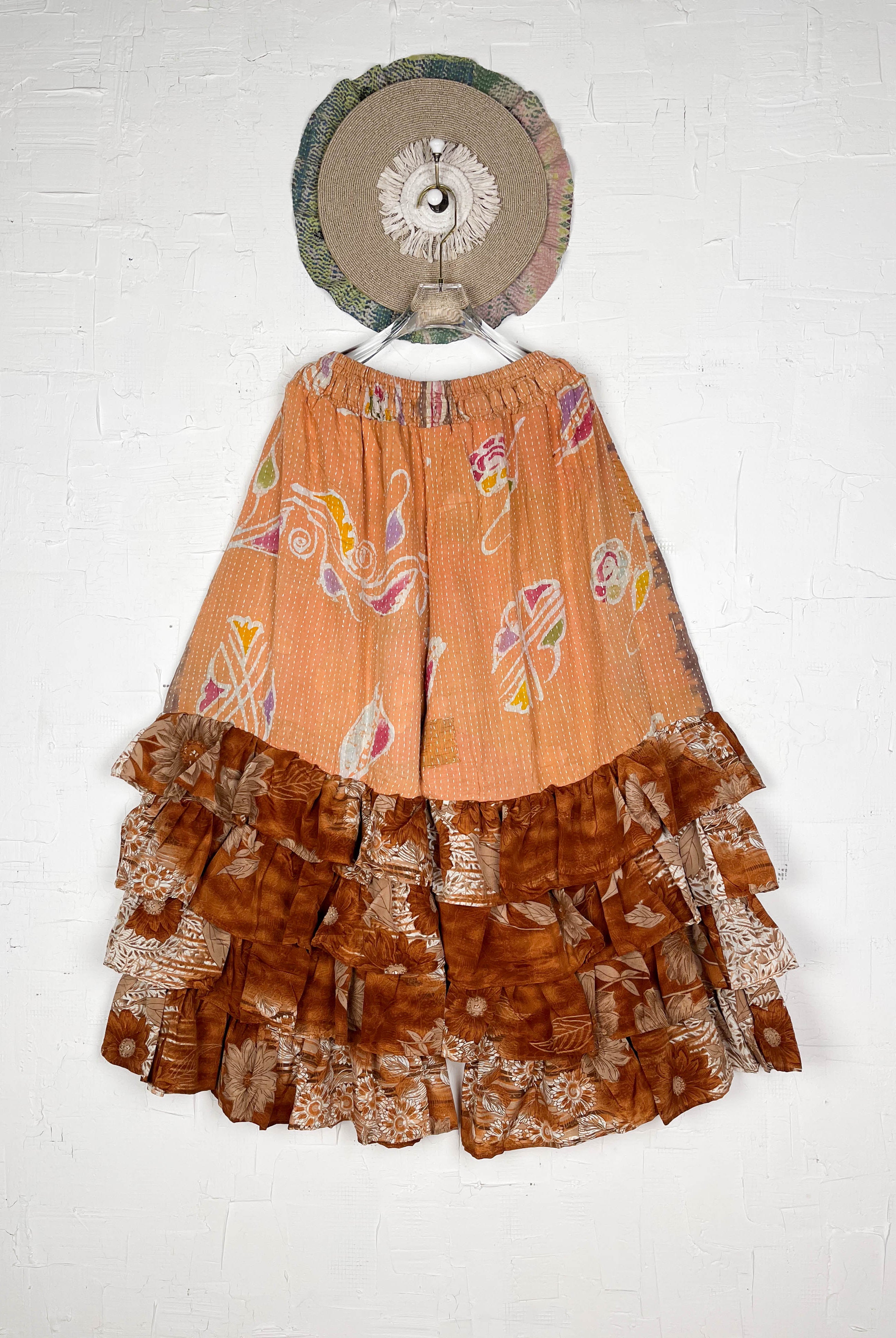 Brown Frill Kantha Pants - Love Protect Sustain