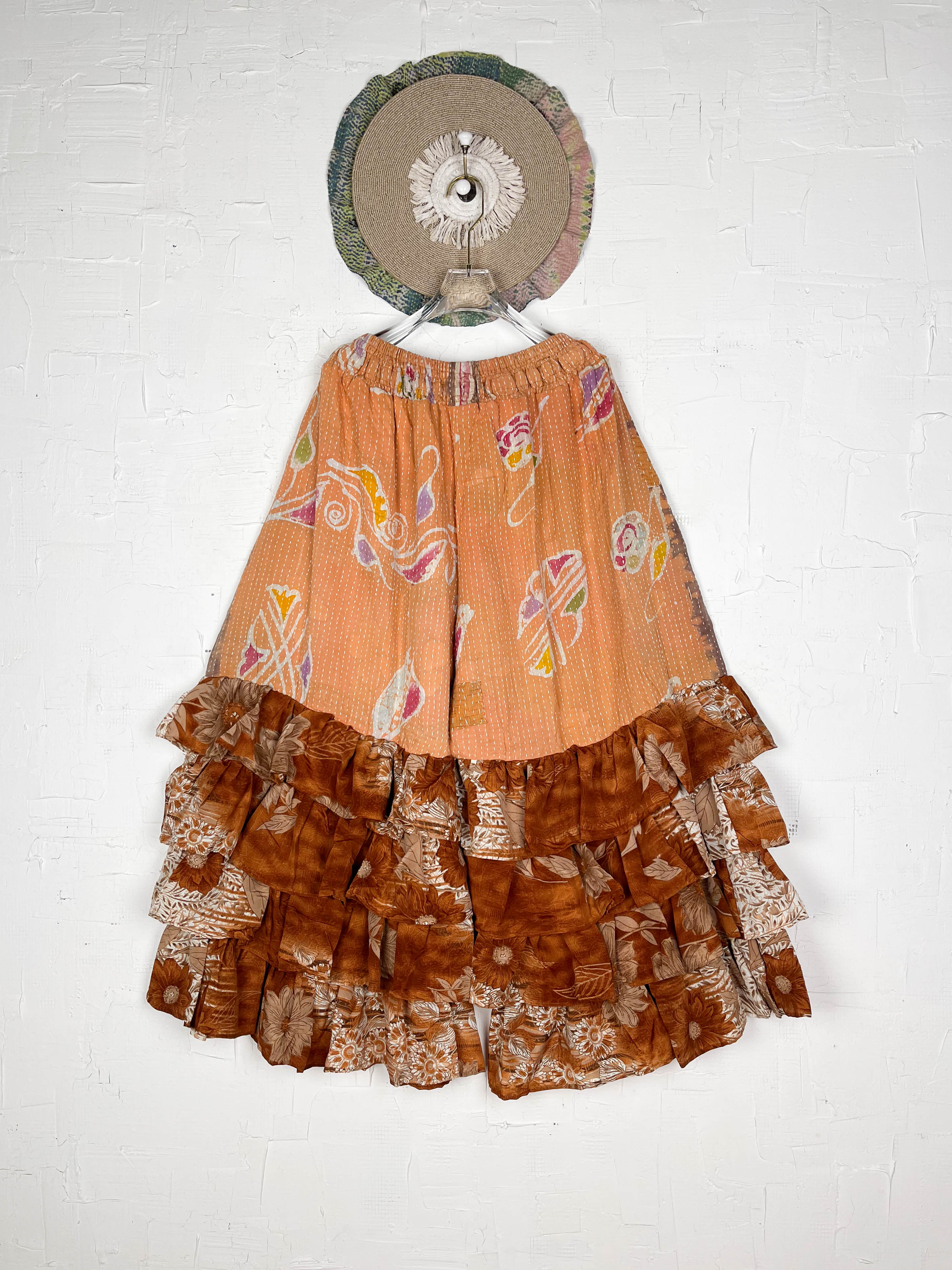 Brown Frill Kantha Pants - Love Protect Sustain