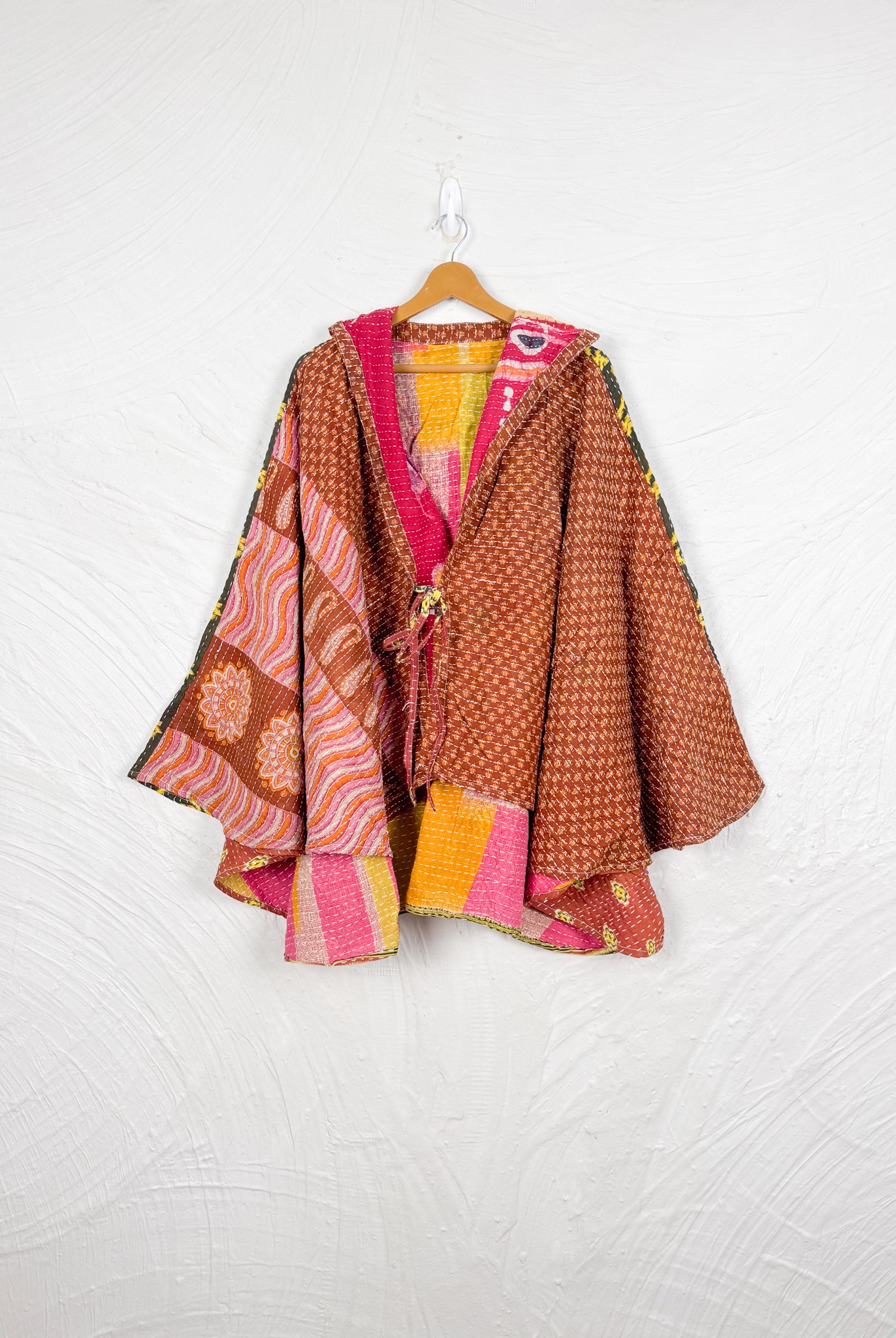 Brown Kantha Poncho - Love Protect Sustain
