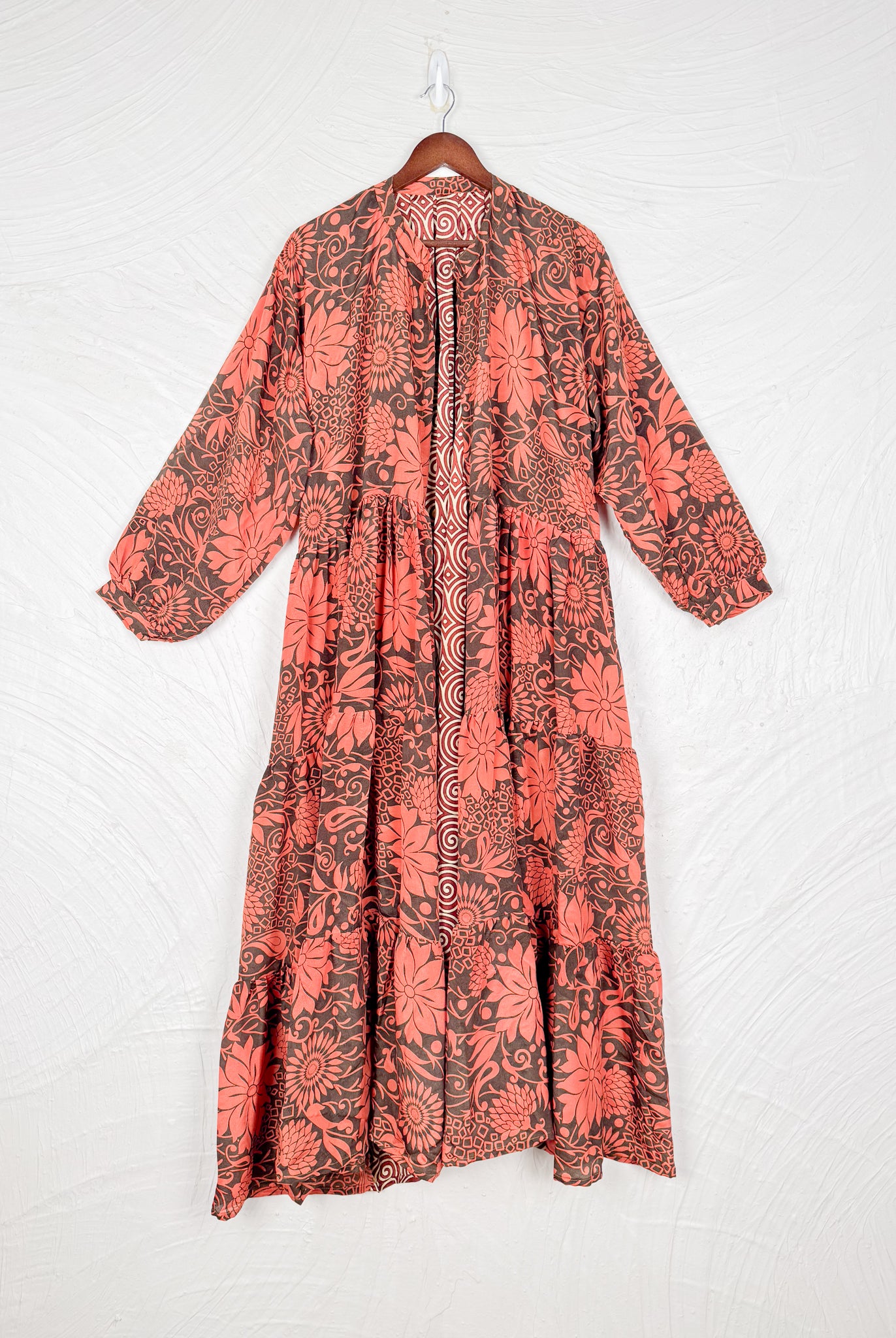 Brown Long Silk Dress - Love Protect Sustain