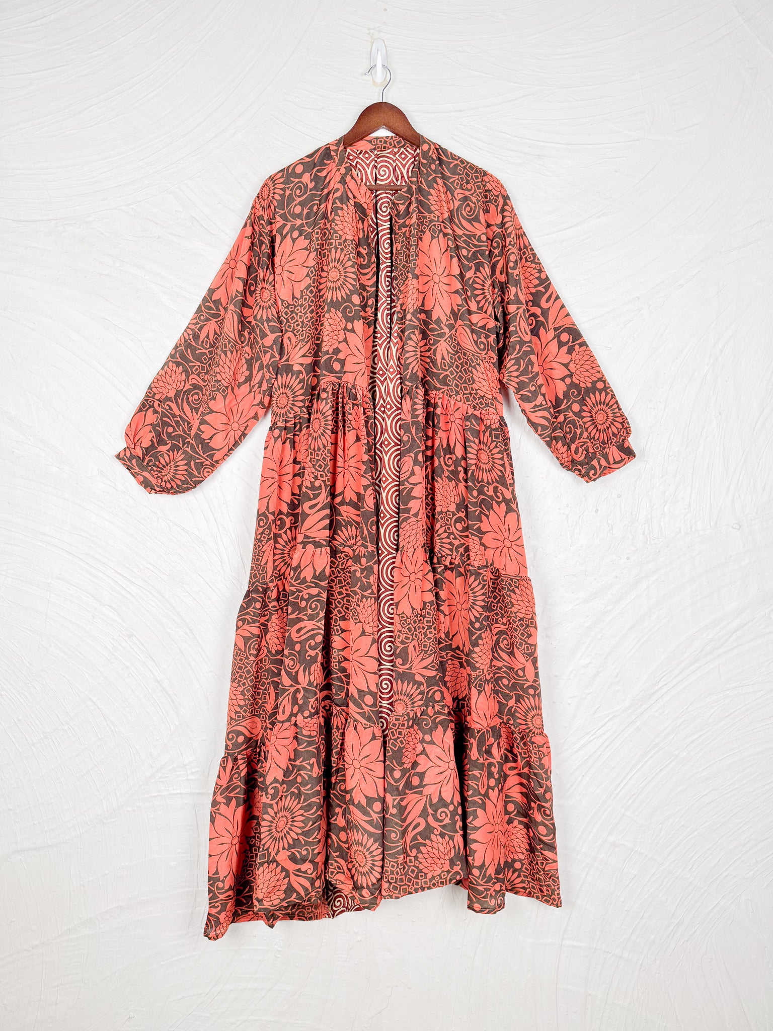 Brown Long Silk Dress - Love Protect Sustain