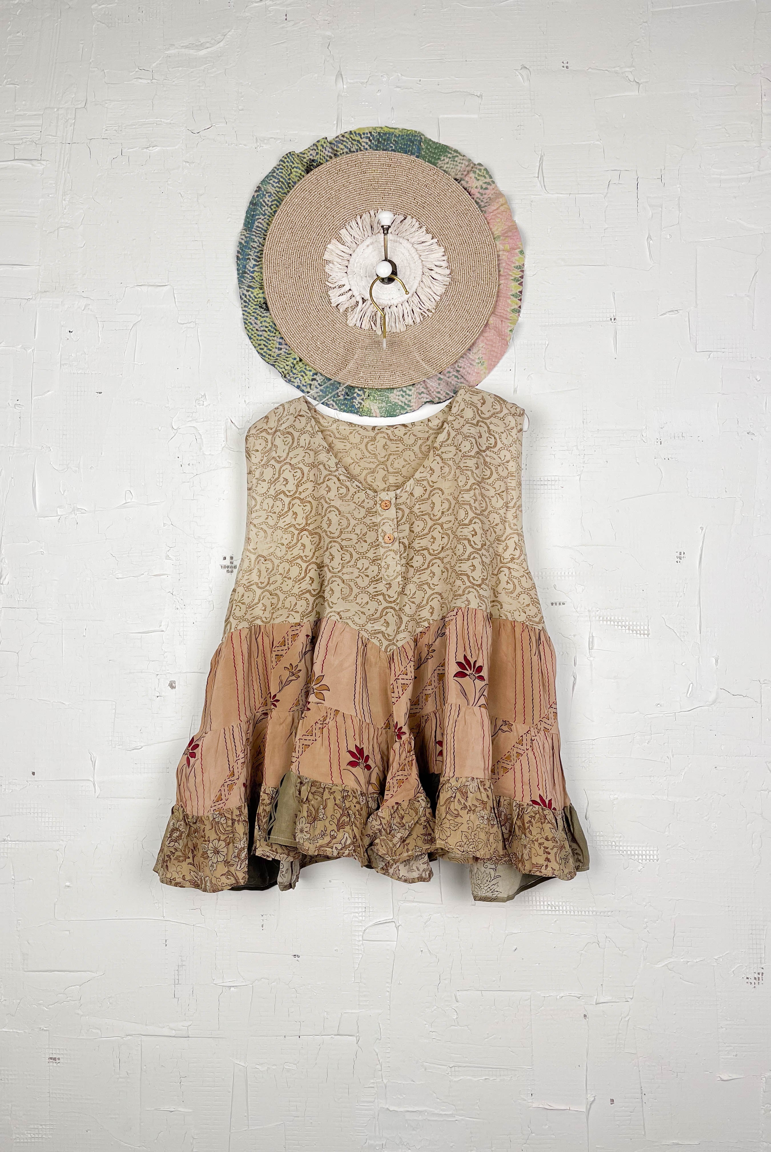 Colorful patchwork silk top - Love Protect Sustain