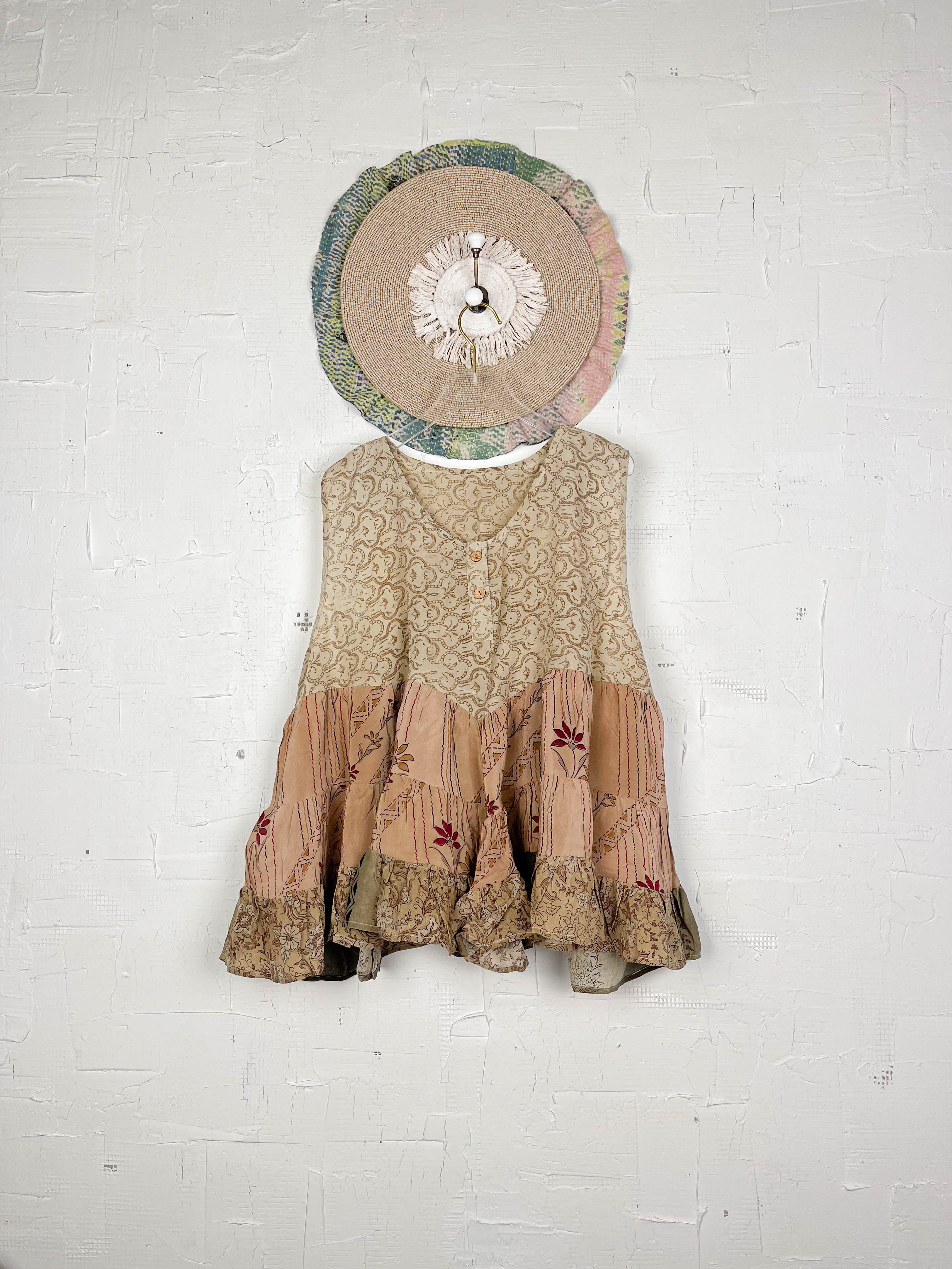 Colorful patchwork silk top - Love Protect Sustain