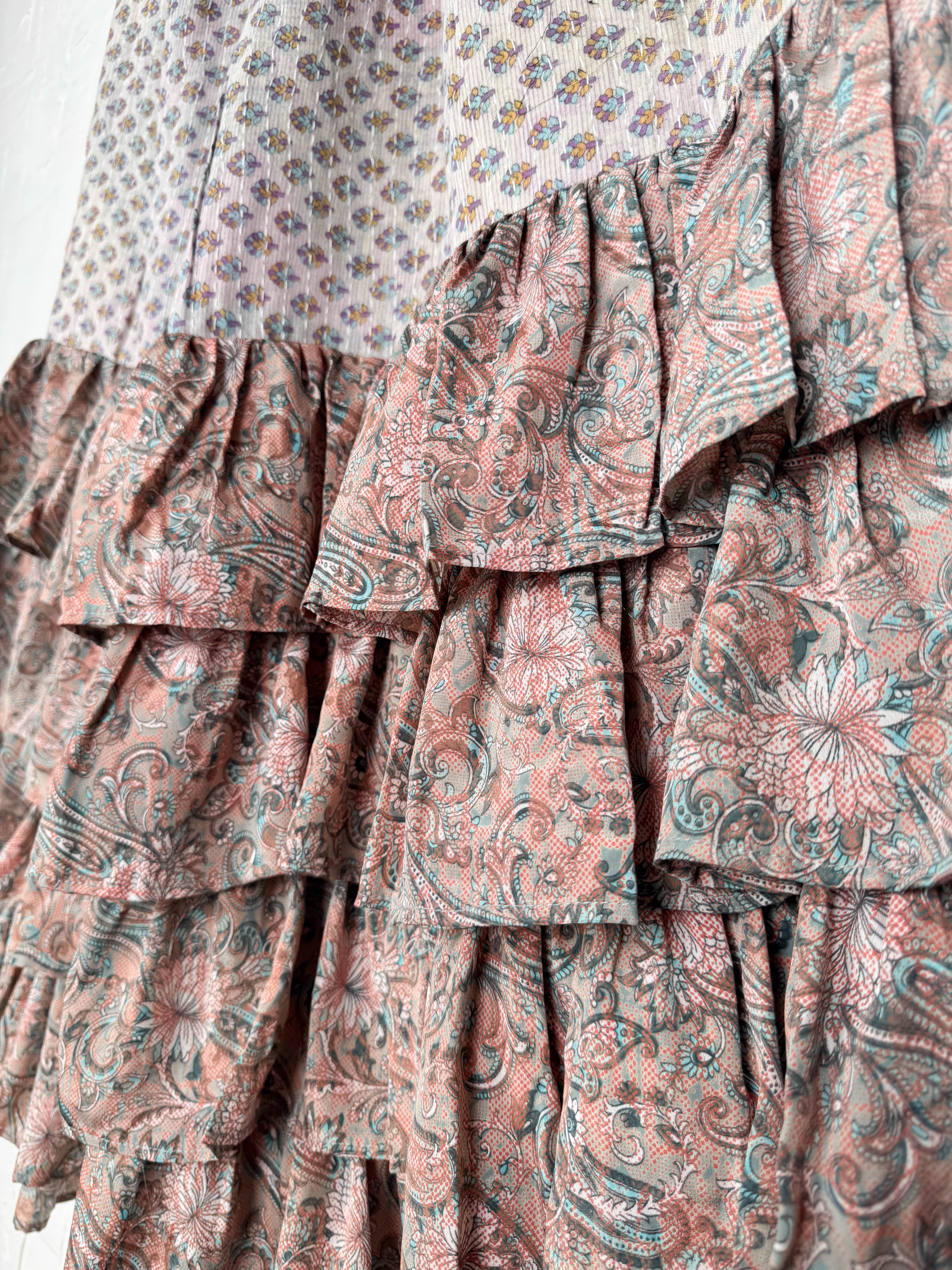 Comfortable kantha silk wide-leg pants - Love Protect Sustain