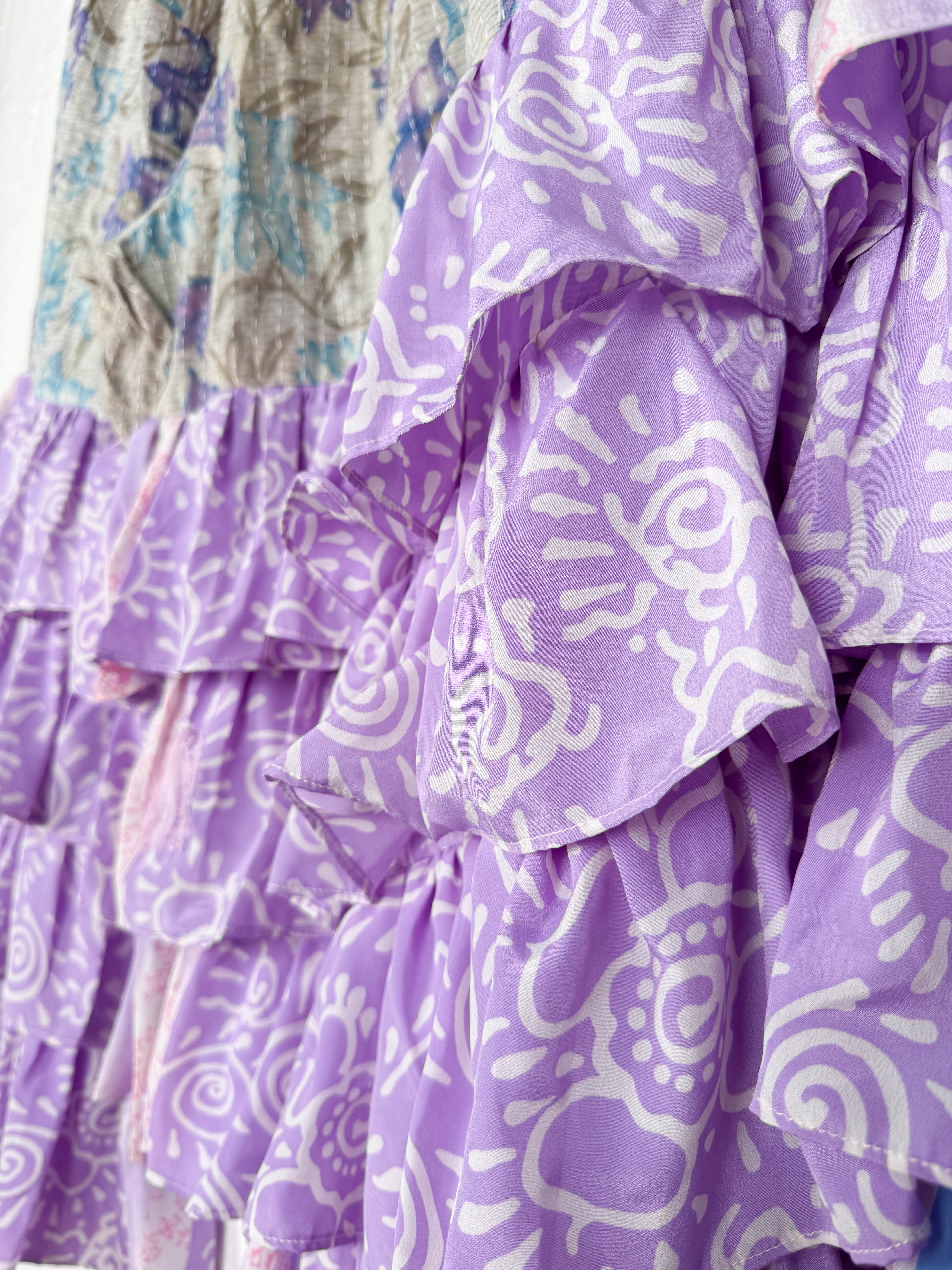 Comfortable silk ruffle trousers