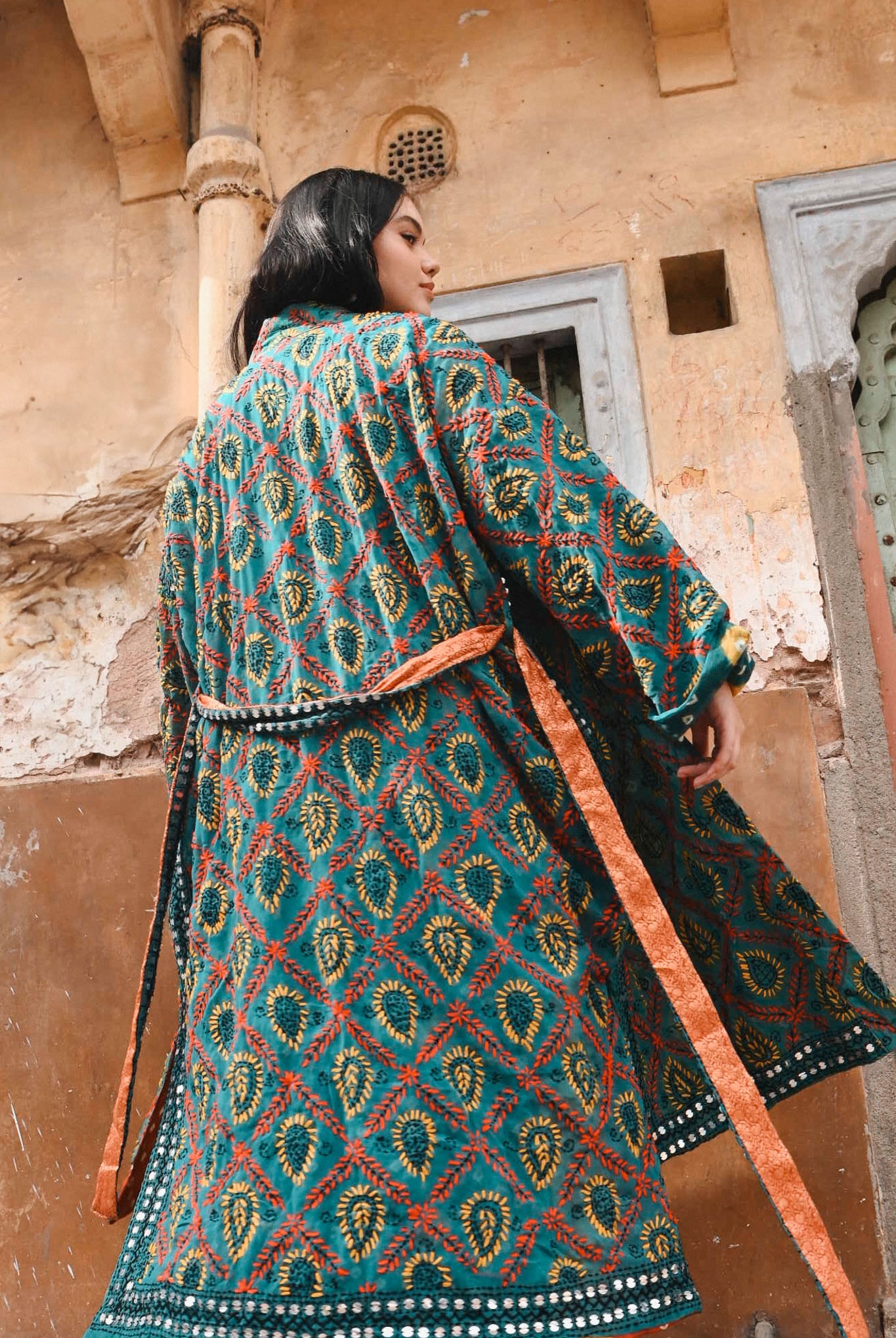 kimono robe embroidery - Love Protect Sustain