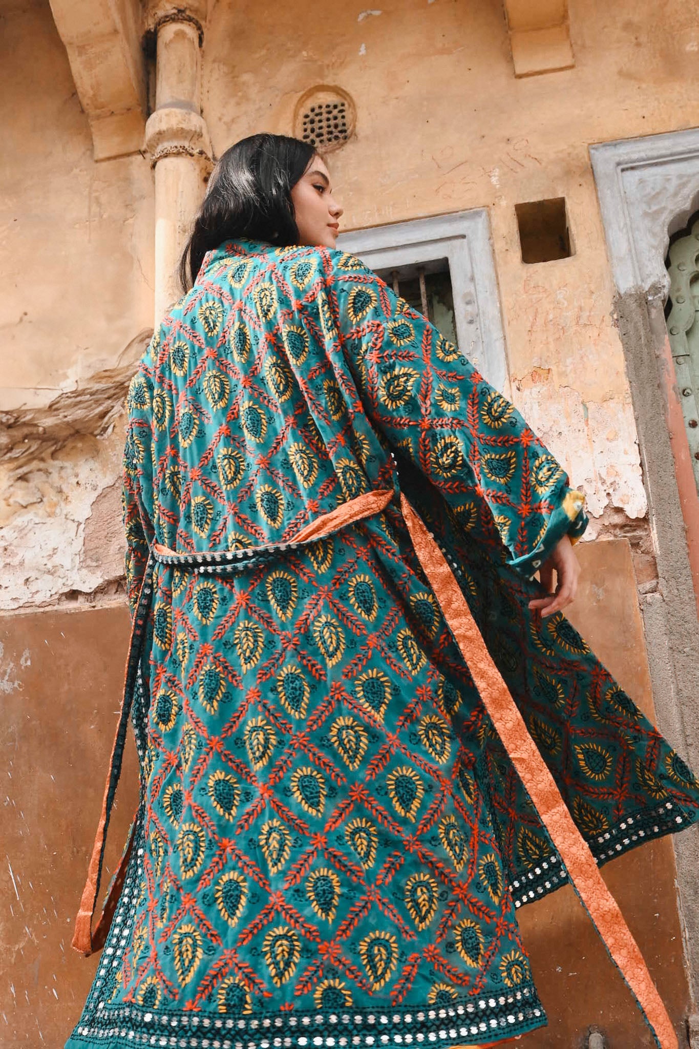 kimono robe embroidery - Love Protect Sustain