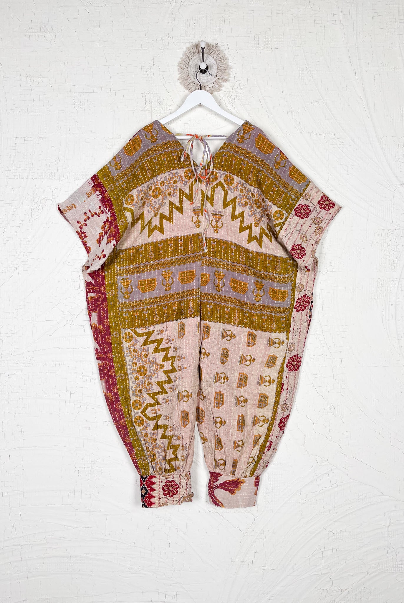 Eco-friendly Kantha upcycled jumpsuit one size - Love Protect Sustain